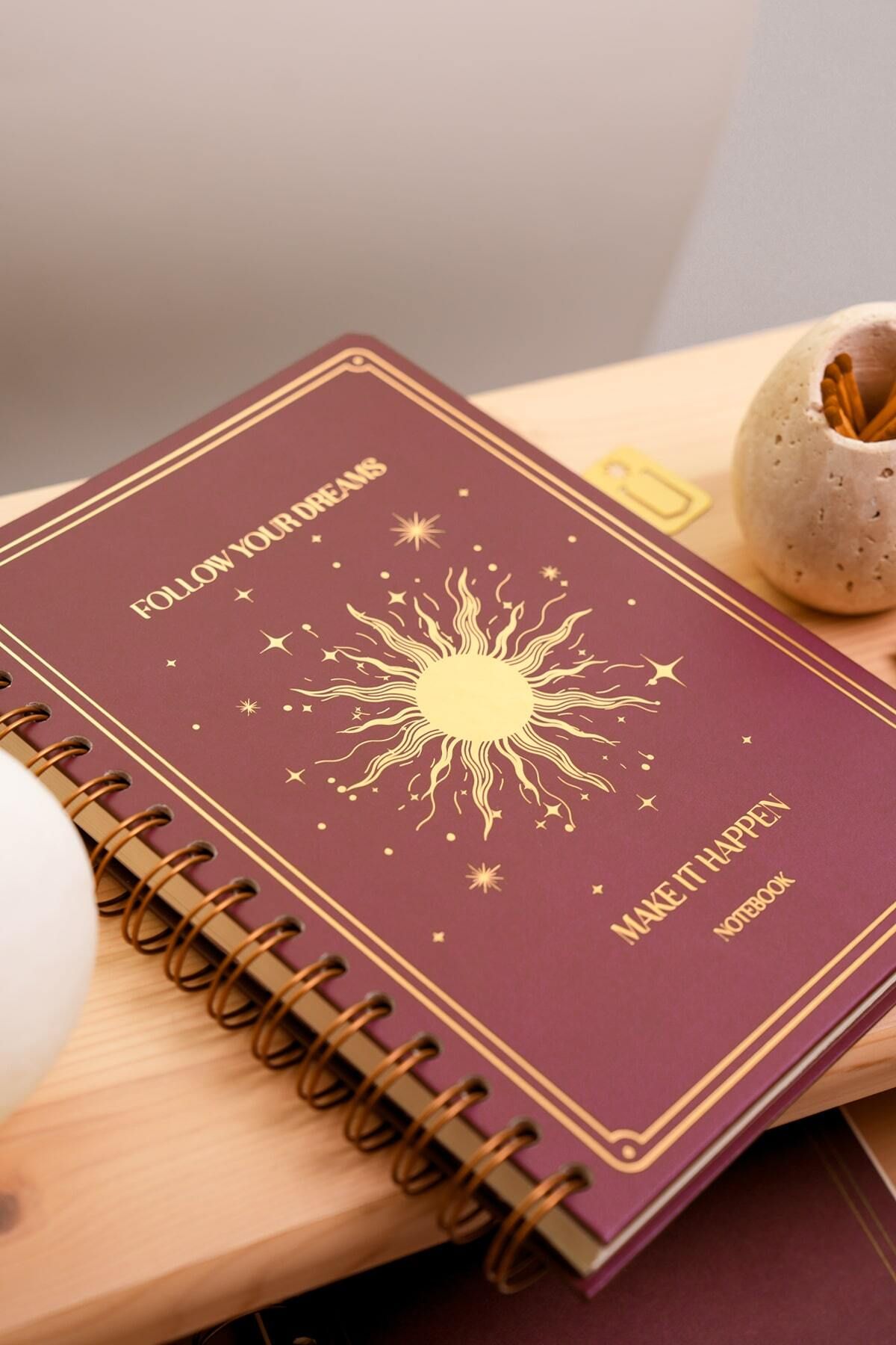 Matt Notebook Bullet Journal Edition A5 15x21 cm Spiralli Noktalı Tarihsiz Not Defteri Güneş