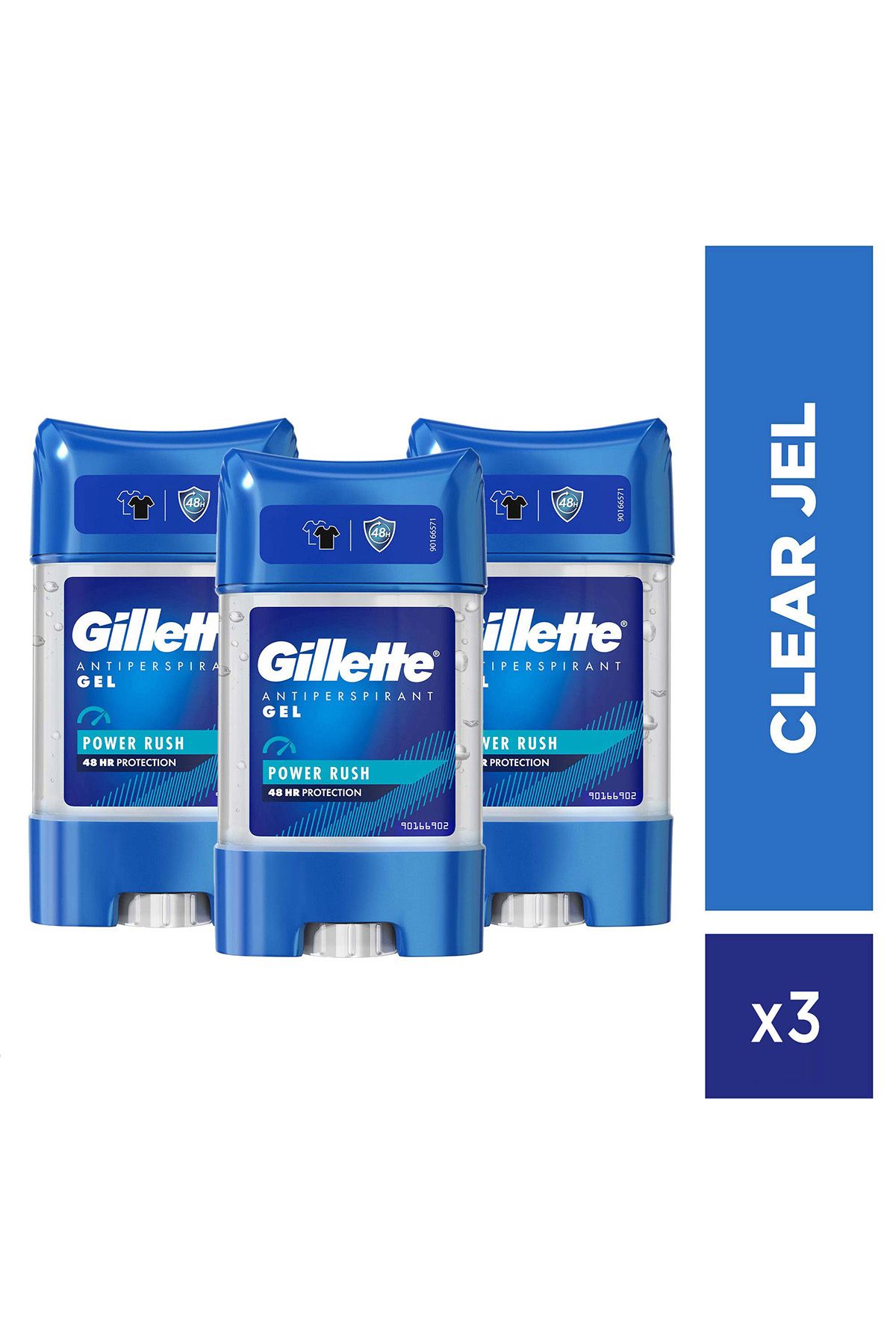 Gillette Clear Jel Power Rush Antiperspirant Deodorant 70 ml x3 Adet