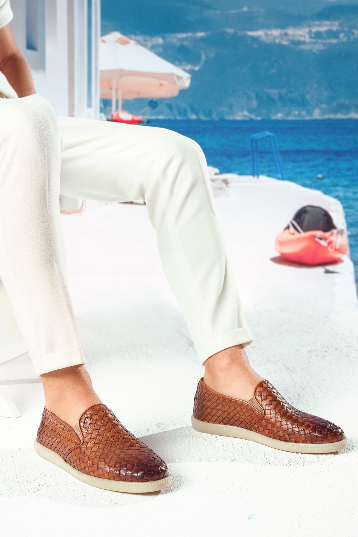 Derimod Erkek Taba Örgü Deri Casual Loafer 24sfd615029