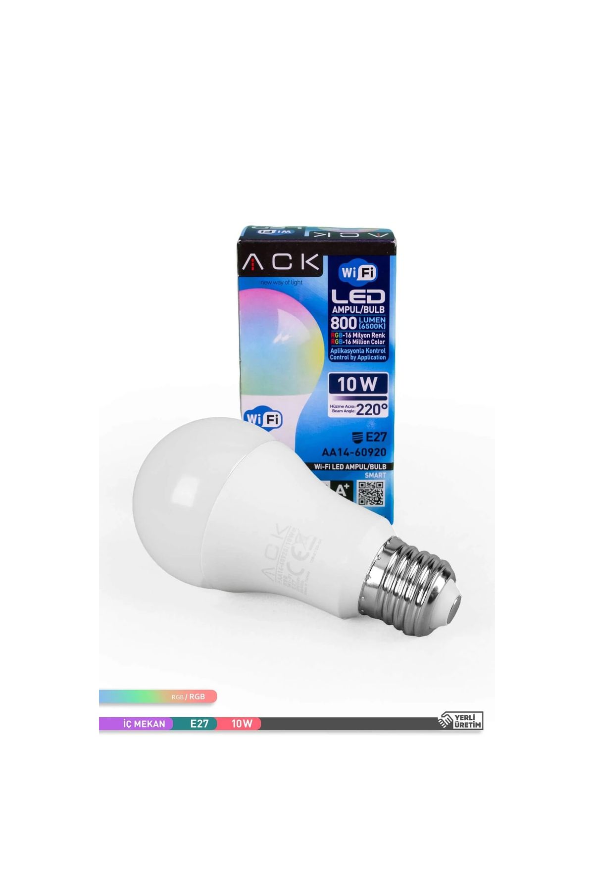 Ack Aa14-60920 10w E27 Wi-fi Akıllı Led Ampul