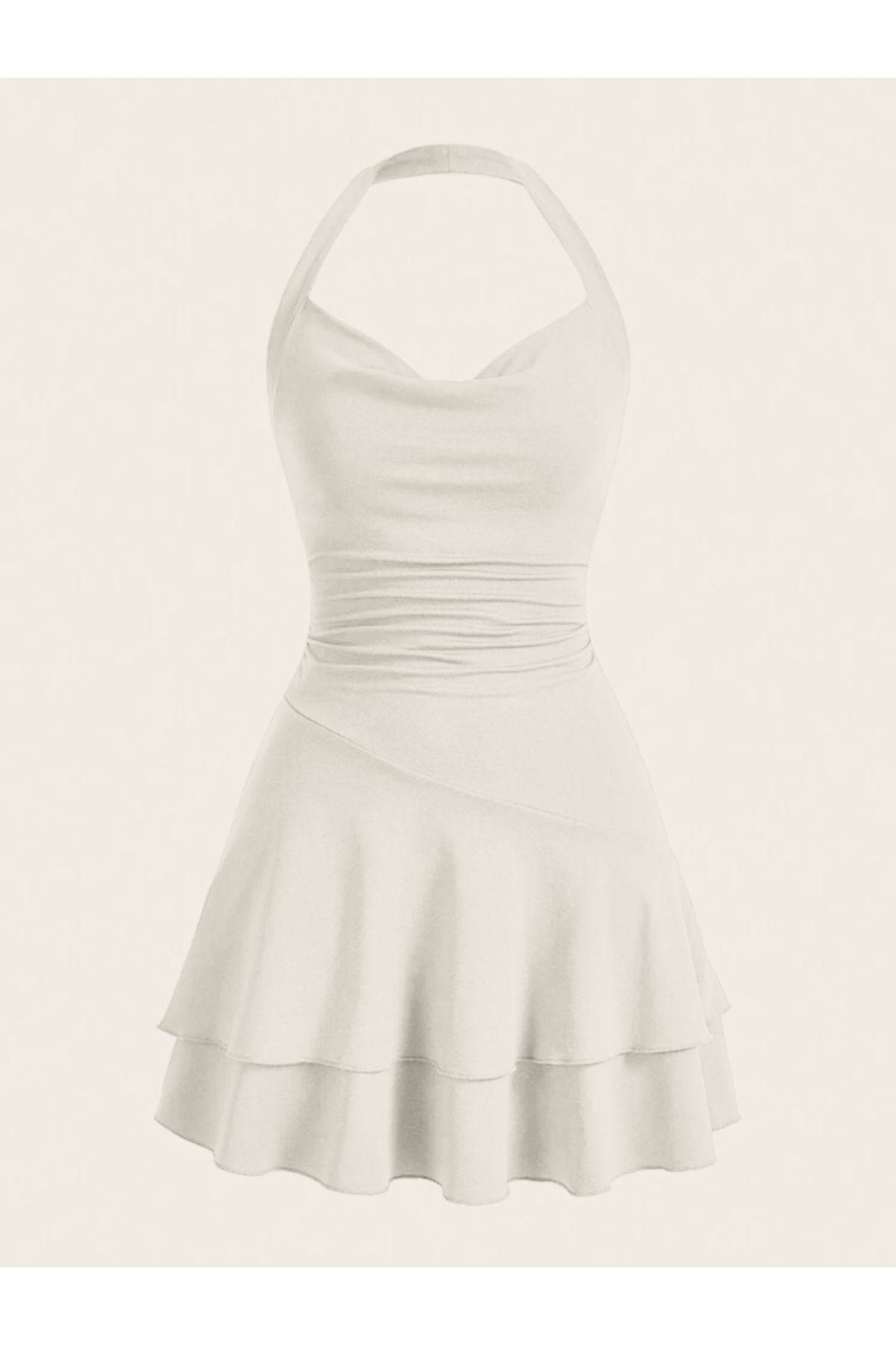 Dressco Boyundan Askılı Fırfırlı Mini Elbise