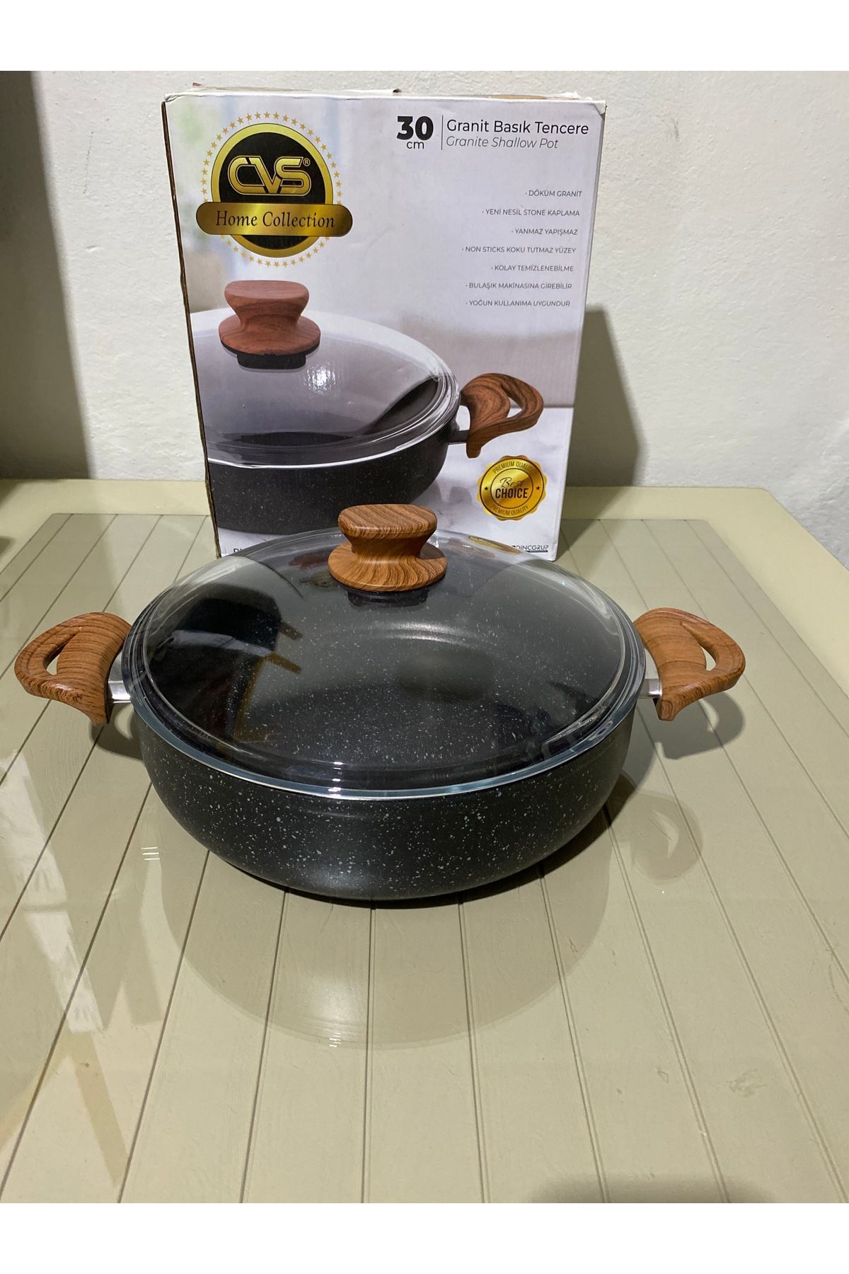 CVS Basık Granit Tencere 30 cm