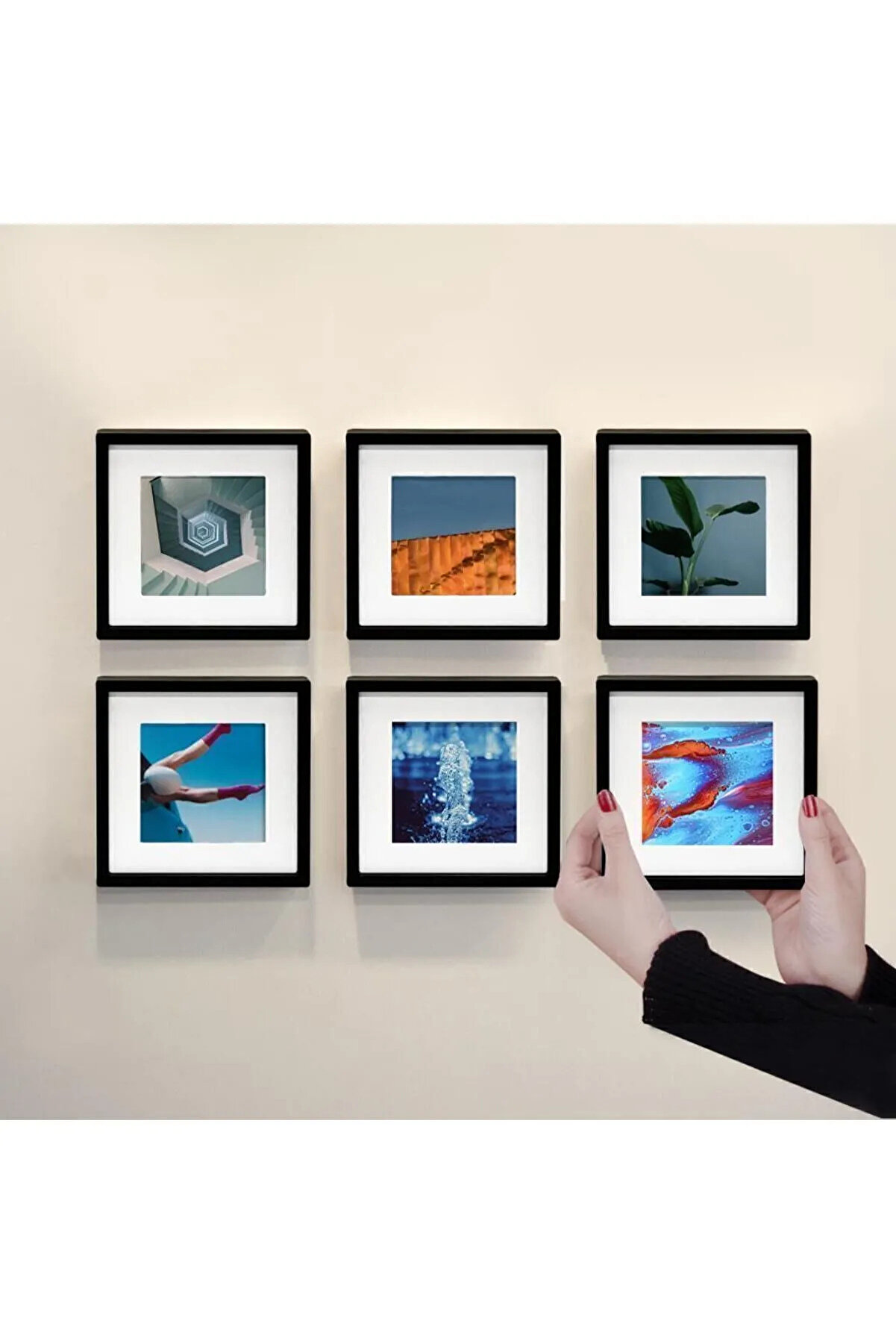 LİFE GLOBAL 14x14cm Paspartulu Fotoğraf Çerçevesi - 6'lı Paket - Siyah