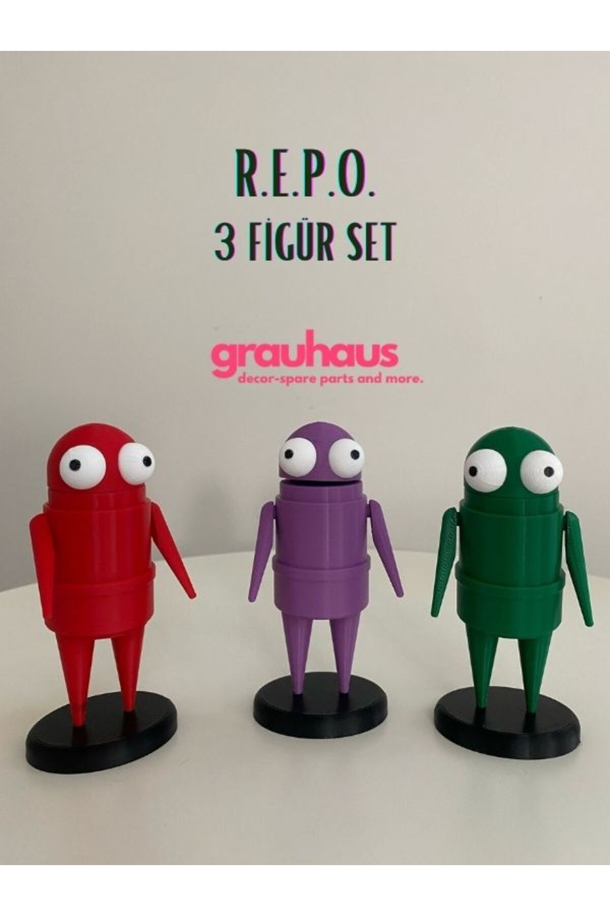 GRAUHAUS R.e.p.o. Robot 3'lü Figür Koleksiyon Figür Seti Repo Oyunu Efsane Karakter Robot Yayıncı Dekoru