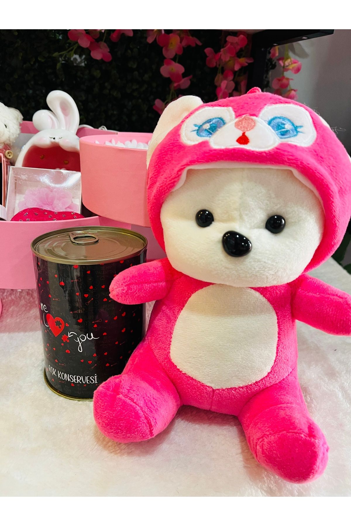 HEDİYEVİM Puffy Hug pembe 3 Katlı hediye kutusu