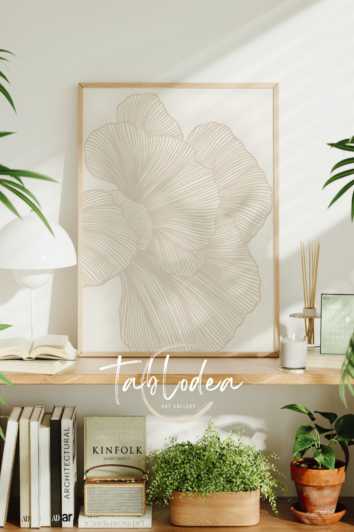tablodea Modern Çerçeveli Poster Tablo, Bohem Duvar Dekoru, Minimalist Dekoratif Soyut Tablo, Soft Tablo