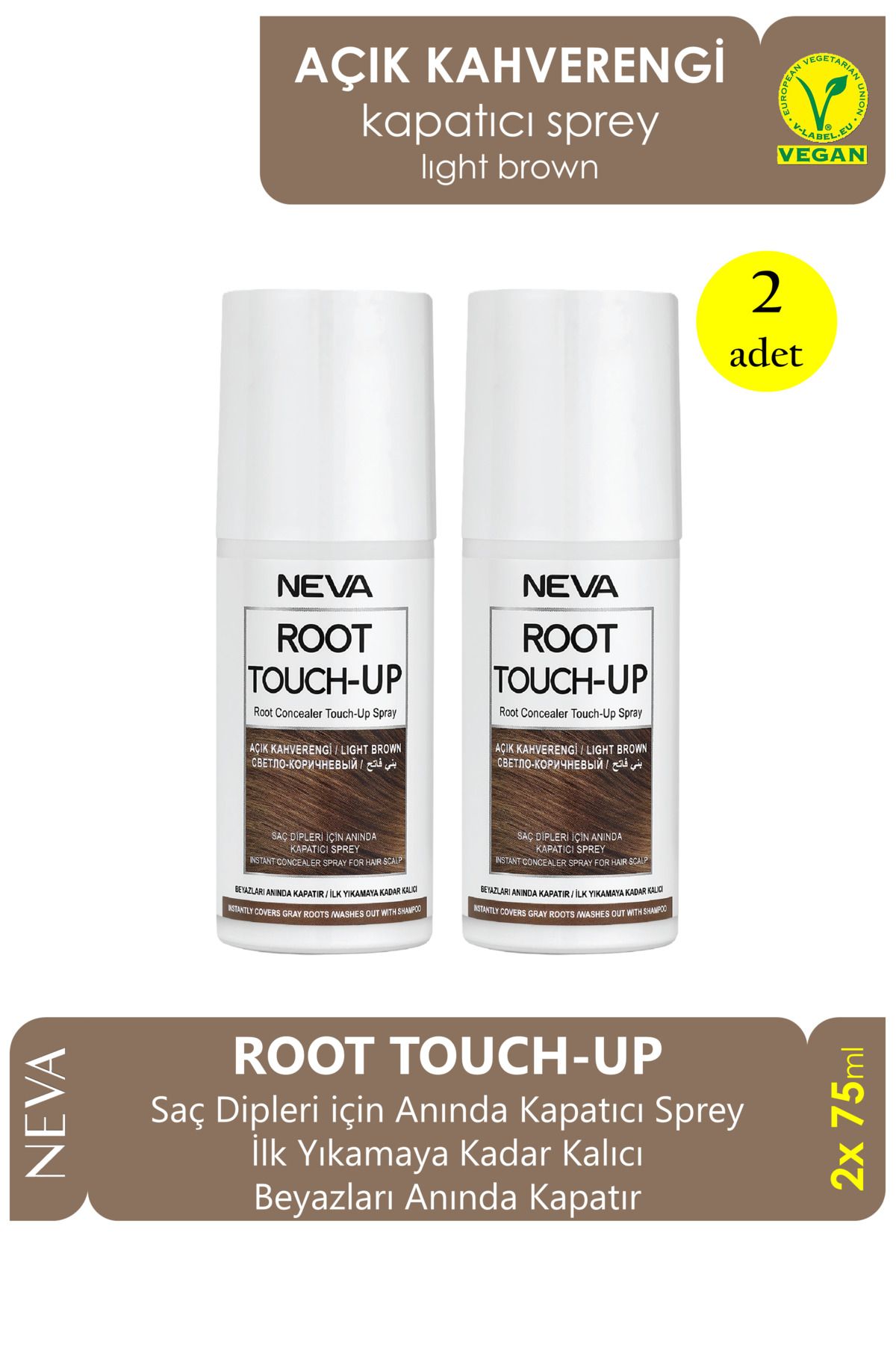 Root Touch-Up Neva Root Touch Up Kapatıcı Sprey 75 Ml Açık Kahve 2 Adet
