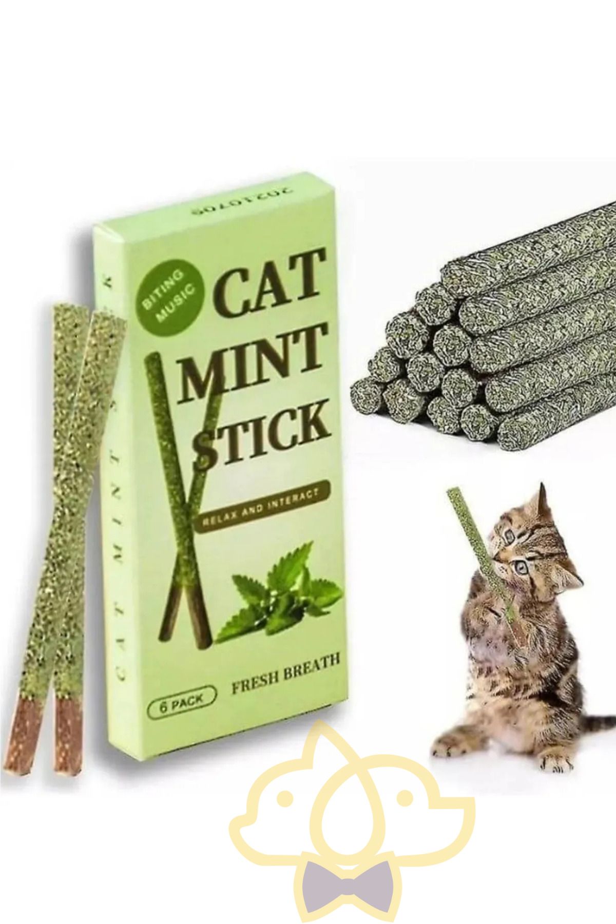 PapyonPet 6 Adet Doğal Matatabi Çubuğu Catnip Stick Kedi Diş Kaşıyıcı Ve Temizleyici