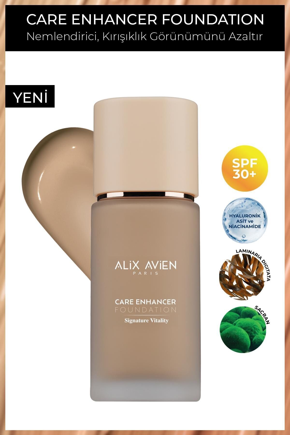 Alix Avien Kırışıklık Karşıtı Nemlendirici SPF30 Parlak Bitişli Fondöten - Care Enhancer 814 Vintage Biscuit