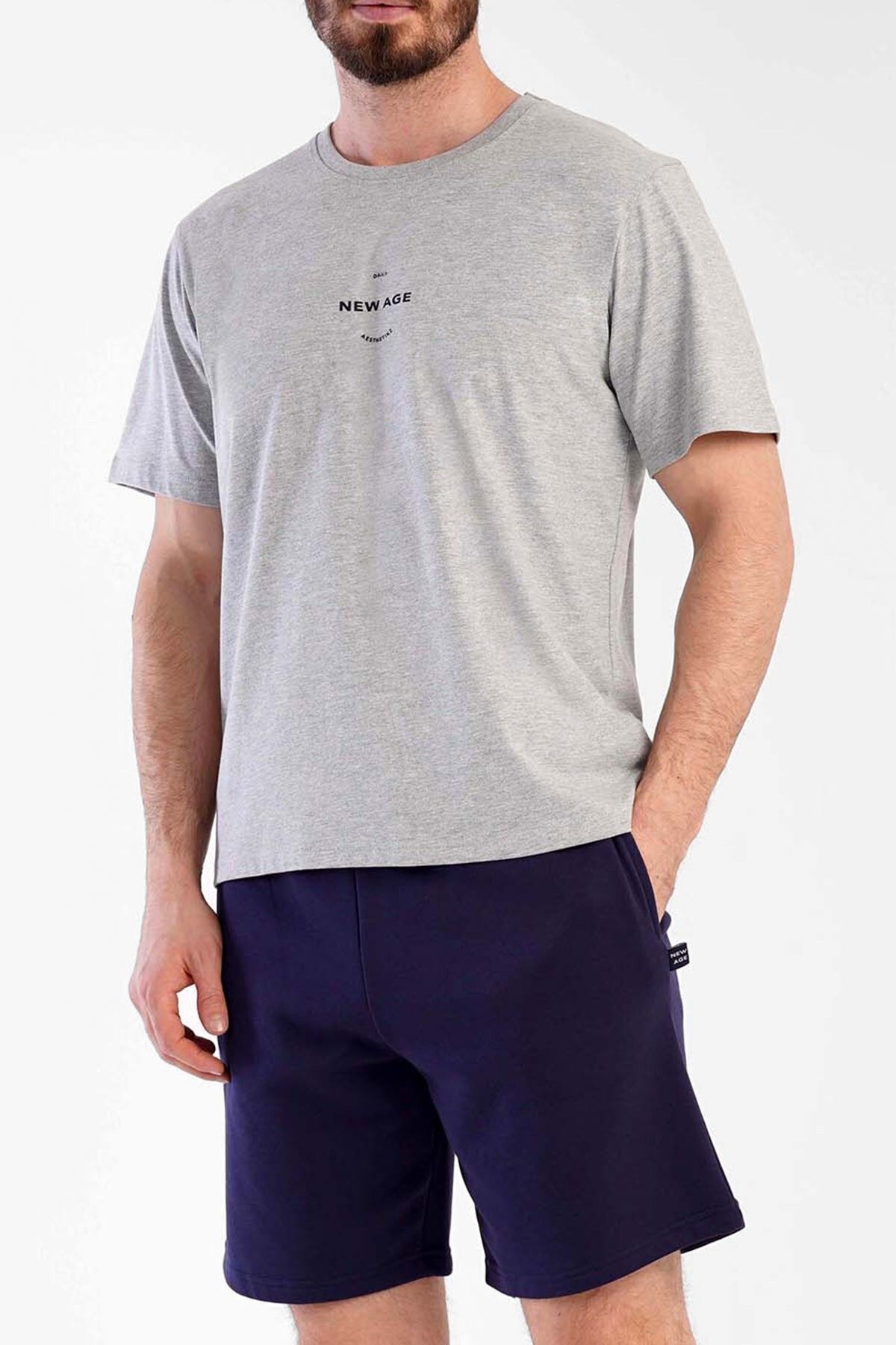 Mısırlı Mısırlı Erkek Pamuklu Gri Kısa Kol Şort Pijama Takımı