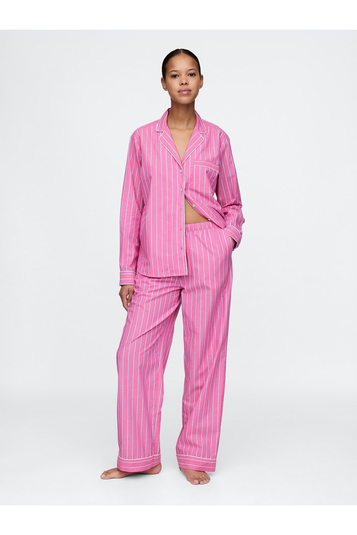 GAP Kadın Pembe Poplin Pijama Altı