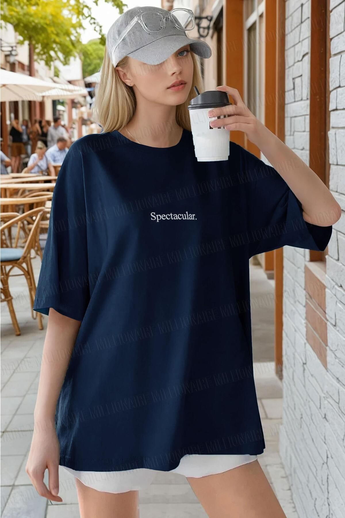 Teenage Millionaire Kadın Lacivert Spectacular Oversize Salas T-Shirt