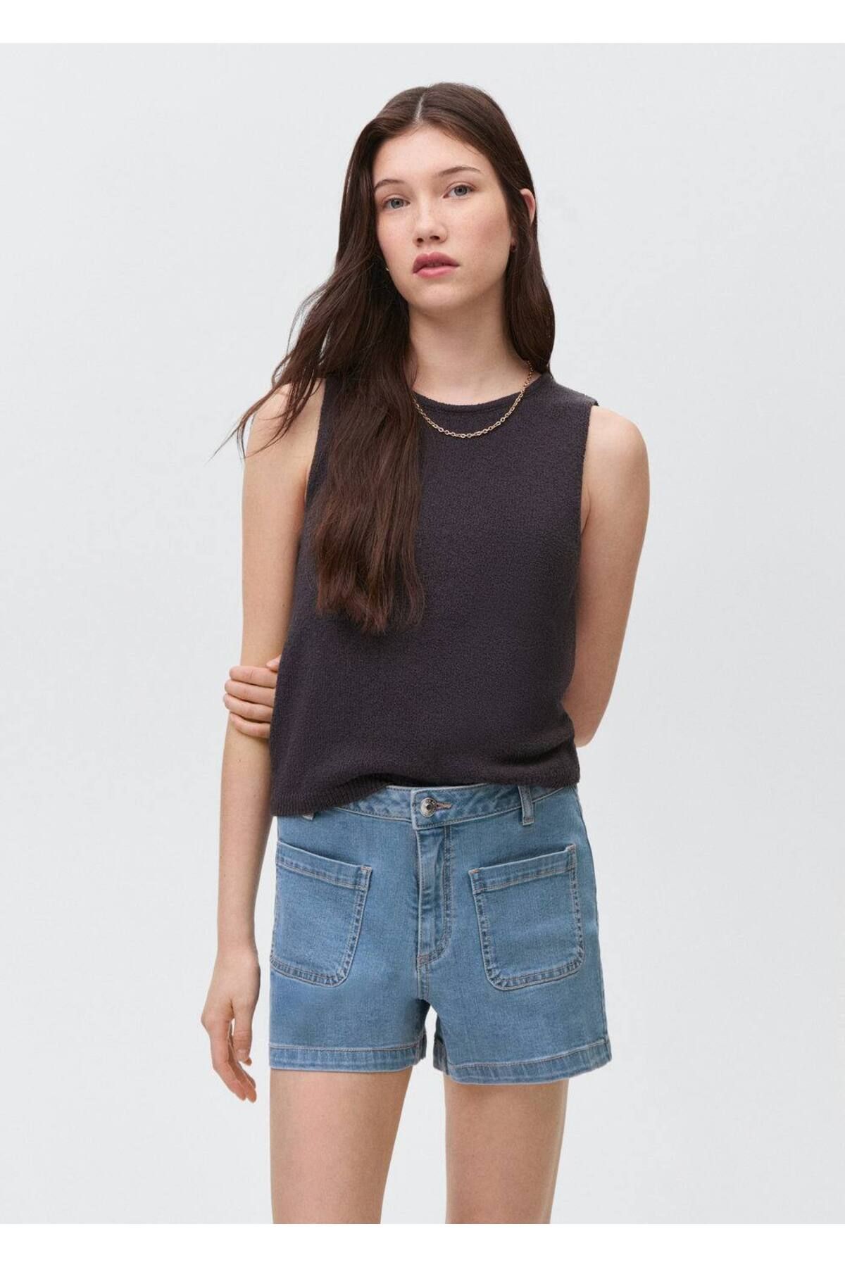 MANGO Teen Cepli kot şort