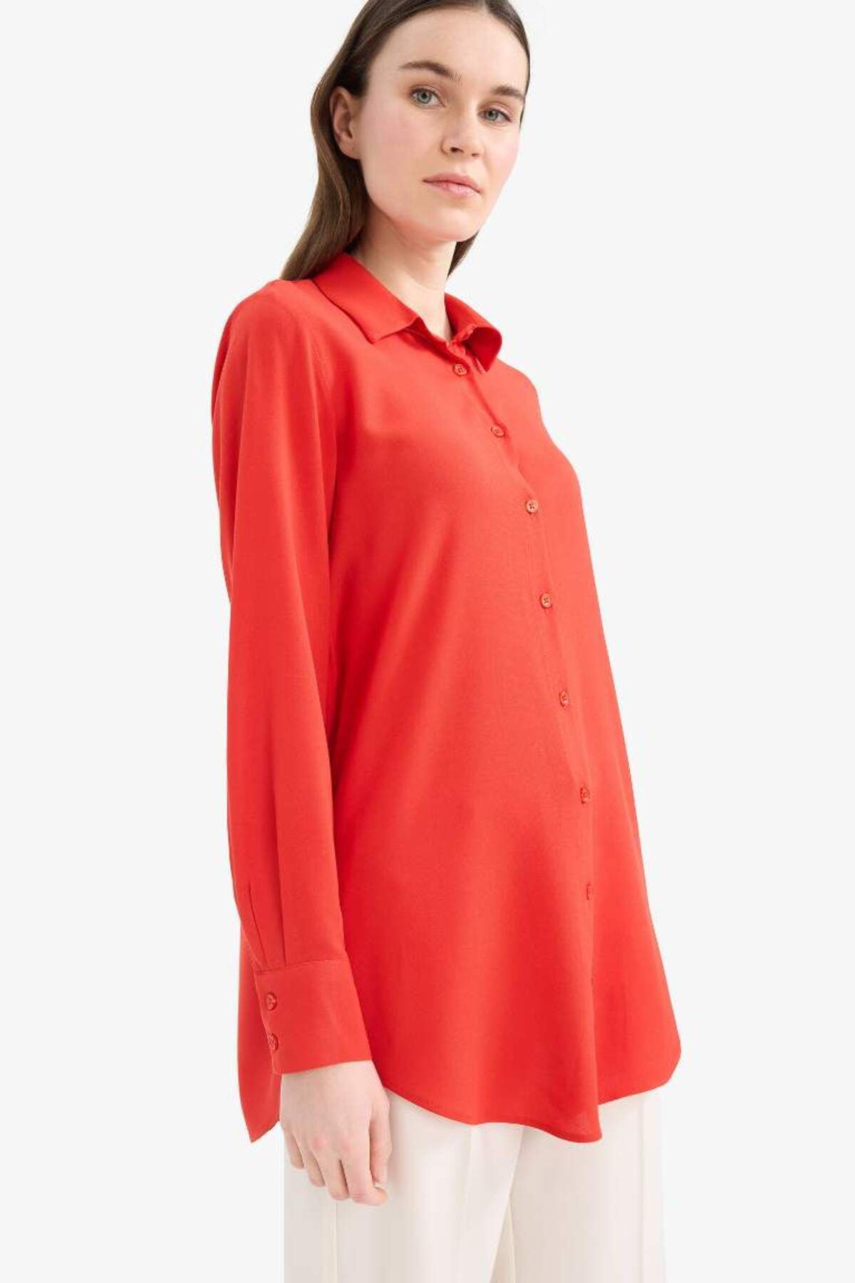 Defacto Regular Fit Basic Düz Uzun Kollu Tesettür Gömlek Tunik Z3538az25sp