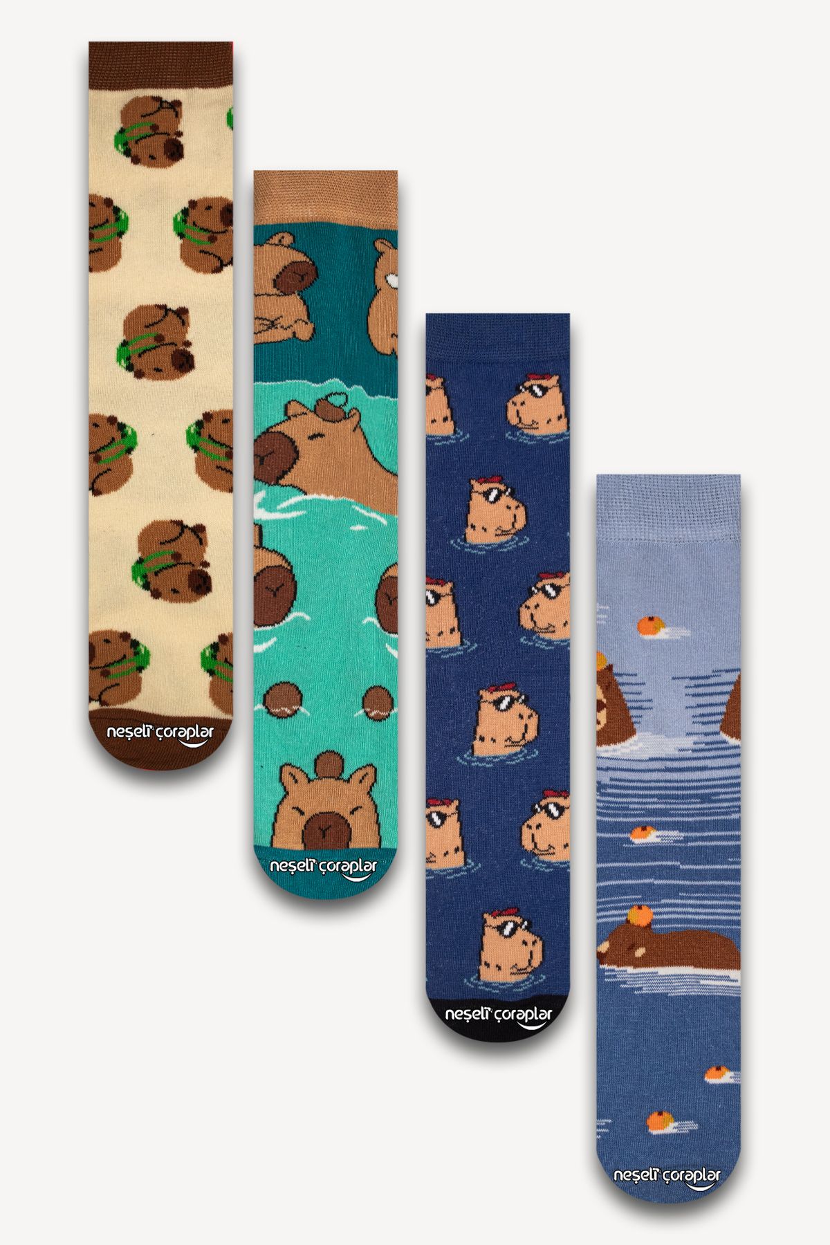 Neşeli Çoraplar 4'lü Capybara Renkli Çorap Set