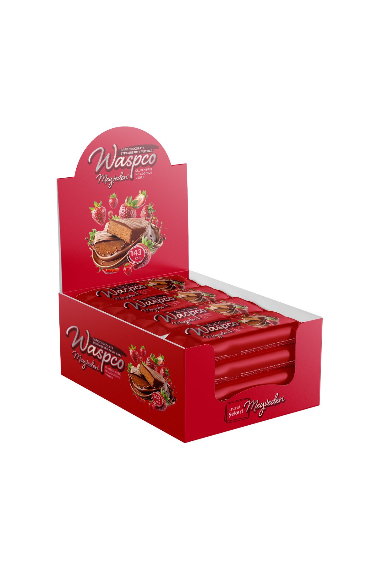 Waspco Bitter Çikolata Kaplı Çilekli Meyve Bar 35g x 12 Adet