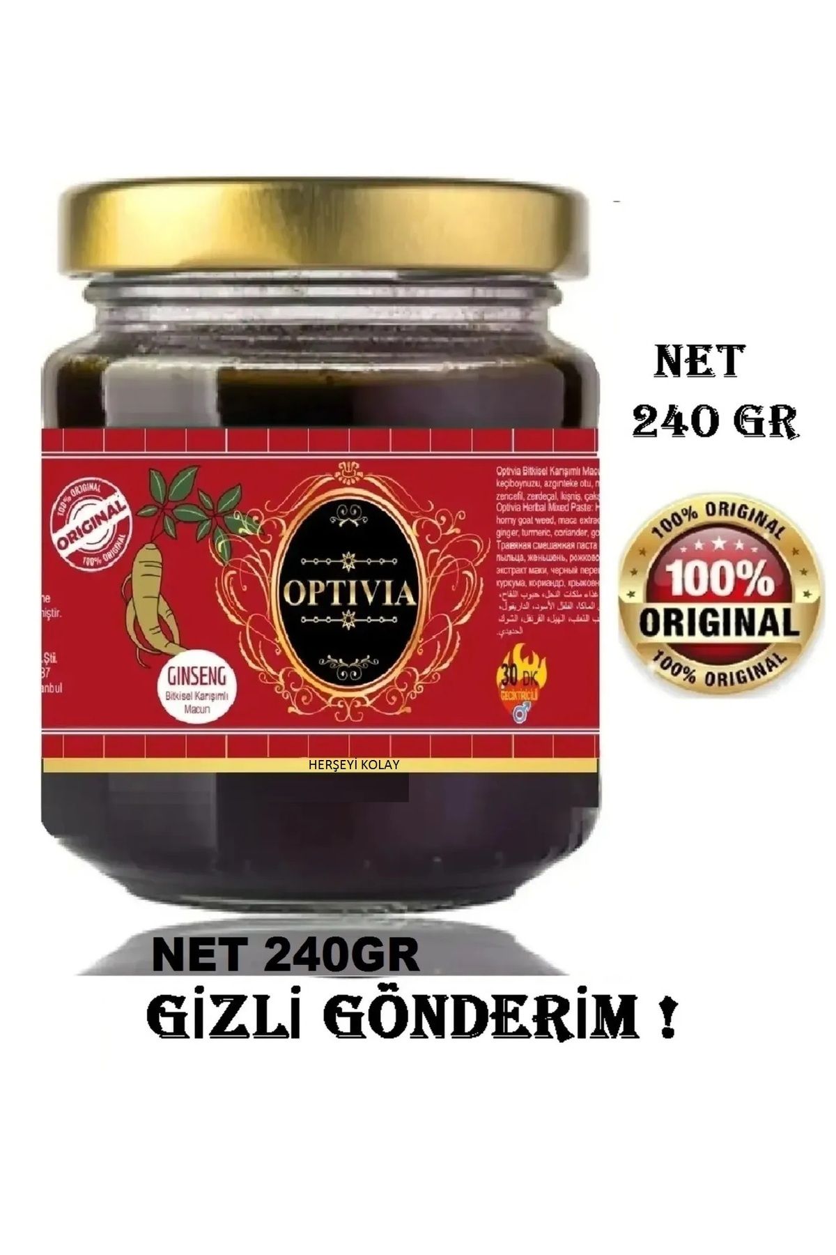 Herşeyi Kolay Epimedyümlü1 Macunu Macun 240gr Optiviam Macun Kuvvetx Optivian Macun Macunu Happy