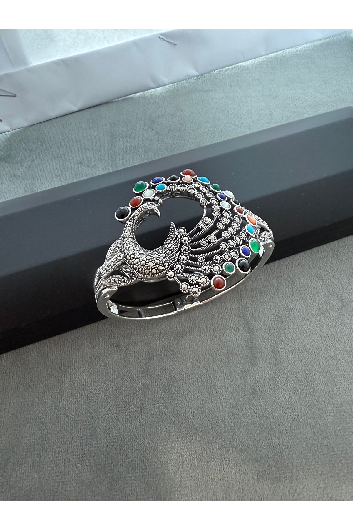 Midyat Artuklu Gümüşçülük Markazit Doğal Taşlı Kelepçe Bilezik