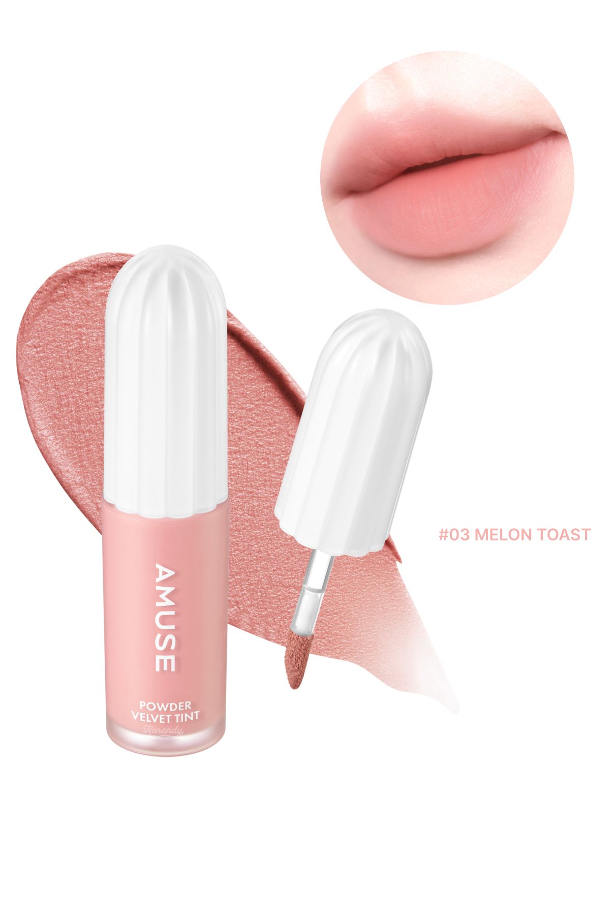 Amuse Powder Velvet Tint-12Saat Kalıcı Yüksek Pigmentli Kadifemsi Dokulu Pantenollü Tint3.3gr#03MELONTOAST