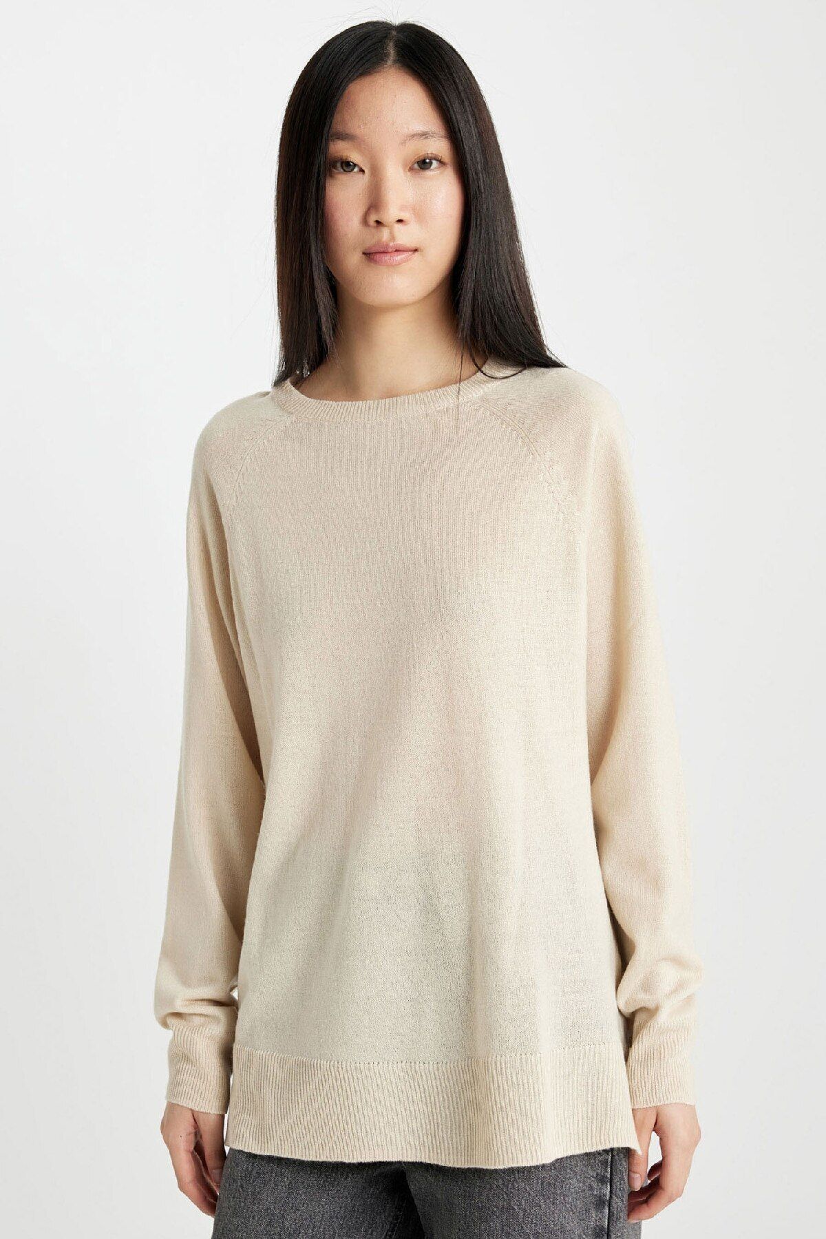 Defacto Regular Fit Yumuşak Dokulu Bisiklet Yaka Reglan Kol Basic Düz Triko Kazak I6913az24wn
