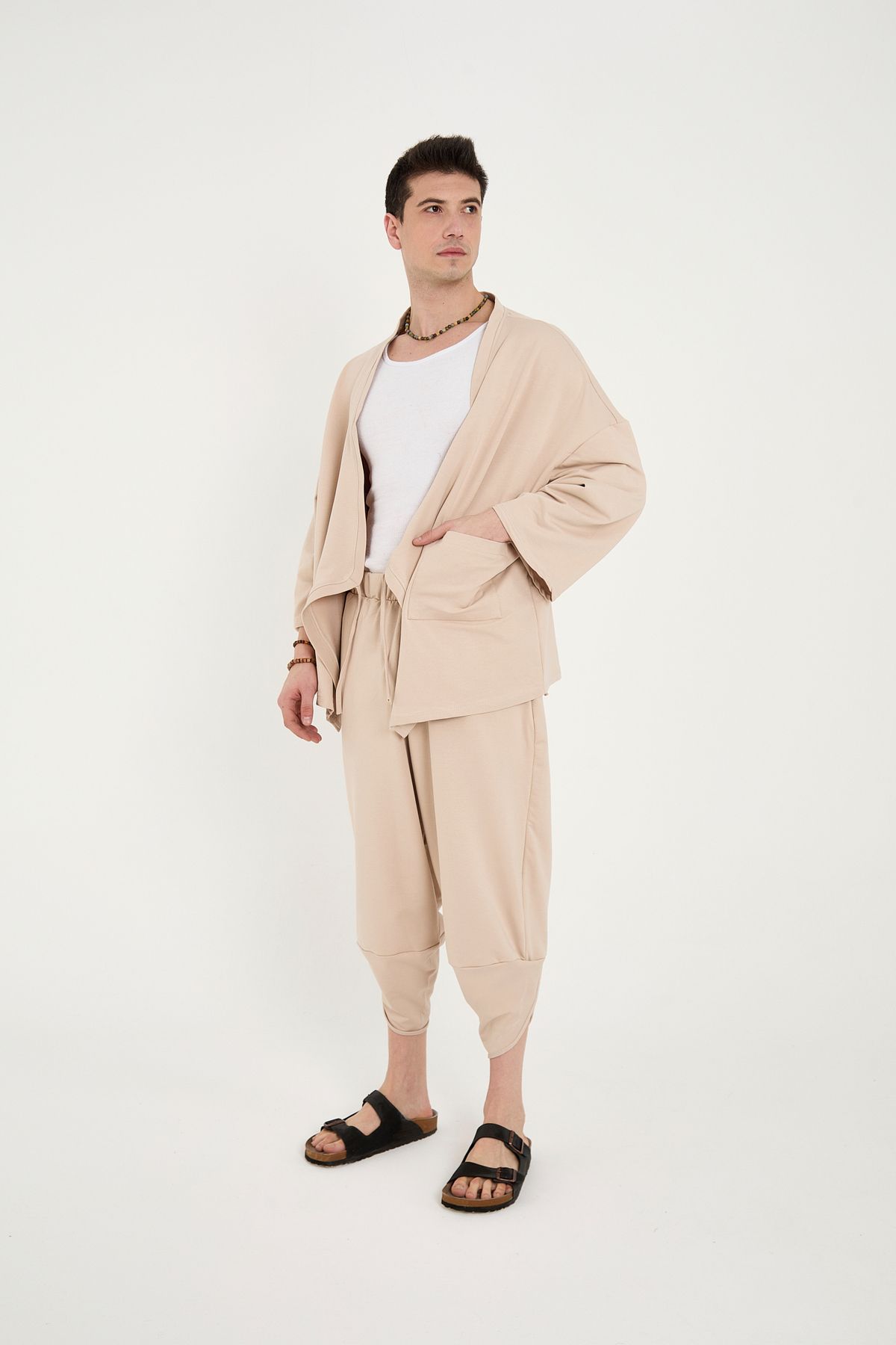 RELAXL Unisex Bej Modern Şalvar Pantolon Yoga Meditasyon Kıyafeti