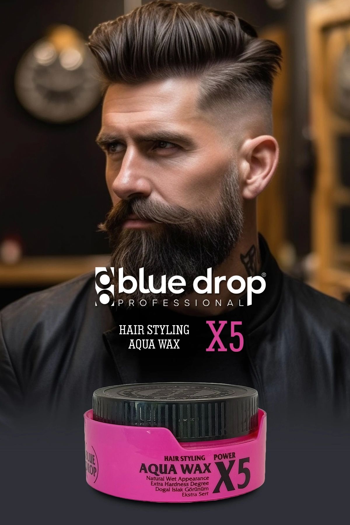 Aquablue Aqua Wax X5 Tropik Meyve Kokulu Su Bazlı Saç Wax, Güçlü Tutucu Etki, Islak Sert Stil Günlük Kullanım