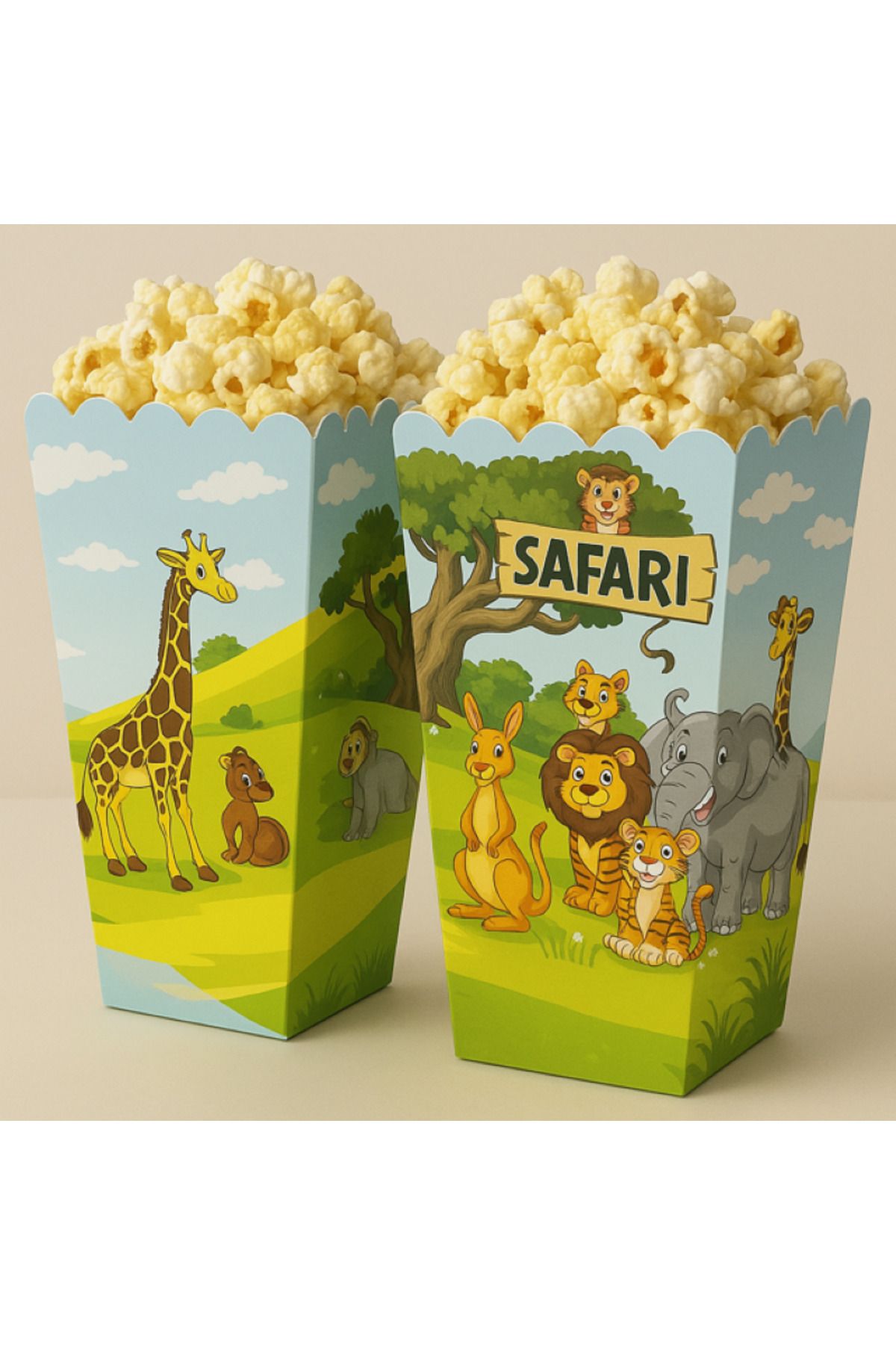 Ege Pastacılık Safari Konsept Mısır Kutusu Popcorn Kutusu 8 li