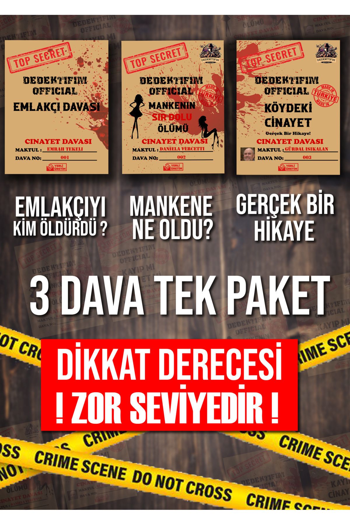 Dedektifim Official Dedektif Oyunu, Çözülemeyen Davalar, 3 Dava Tek Paket, Cinayet Çözme Dava Dosyası, Katil Kim
