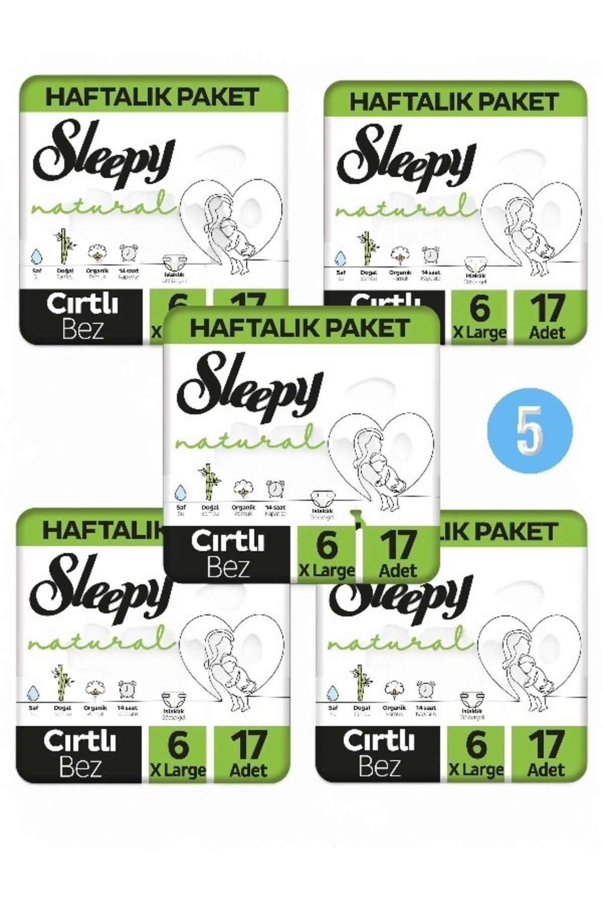 Sleepy Natural Bebek Bezi 6 Numara Xlarge [ 5*17 ad ] 85 Adet