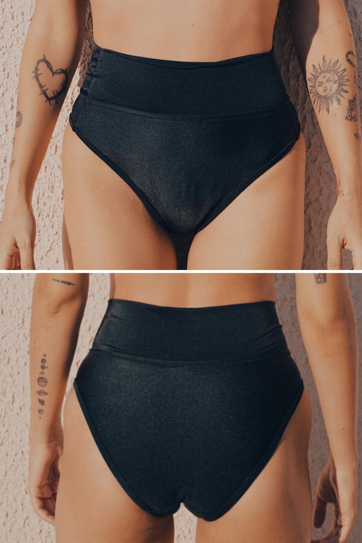 PEDDON Regl Dönemine Özel Konforlu Pedkini Mayo Altı Süper Emici Yüksek Bel Bikini Altı Siyah Regl Mayosu