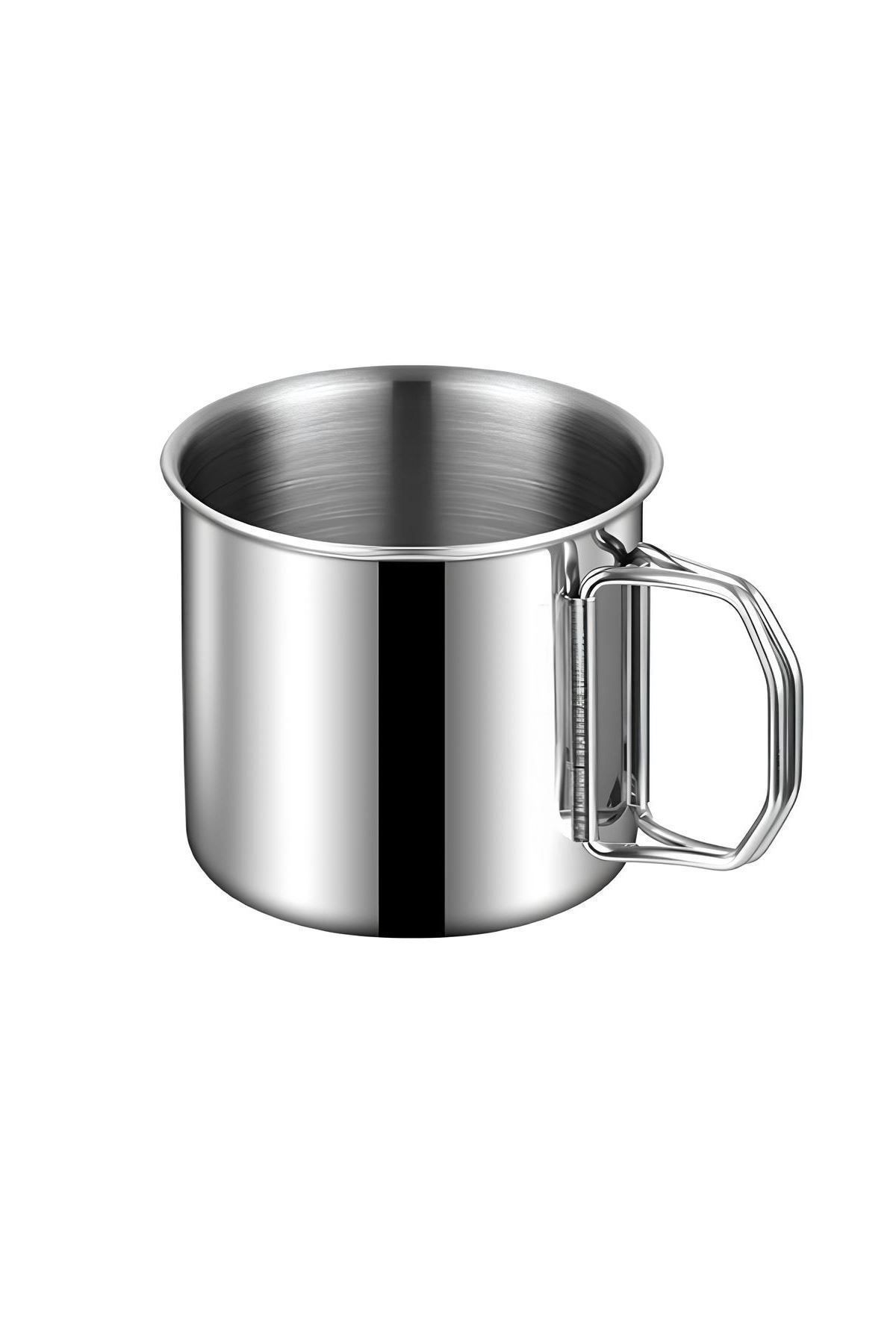 Chavin Çelik 250 ml Katlanır Kulp Kahve Kamp Bardağı Fincanı