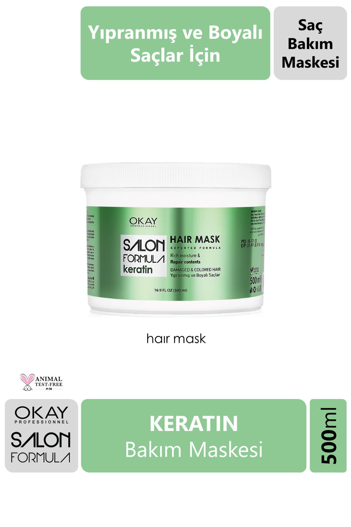 OKAYPROFESSIONNEL Salon Formula Saç Maskesi Keratin 500 Ml