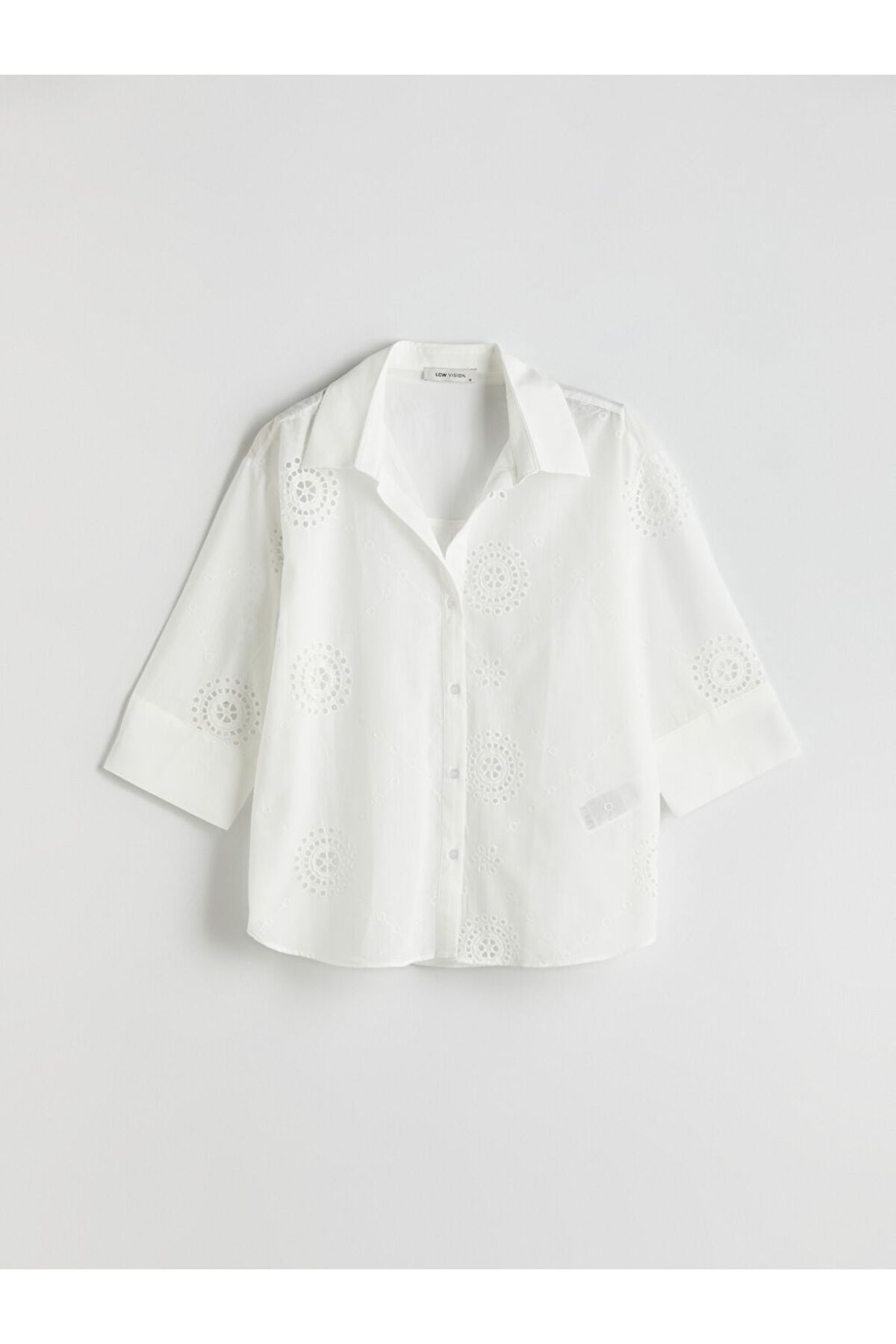 LC Waikiki LCW Vision Ekru Ajurlu Oversize Kadın Gömlek