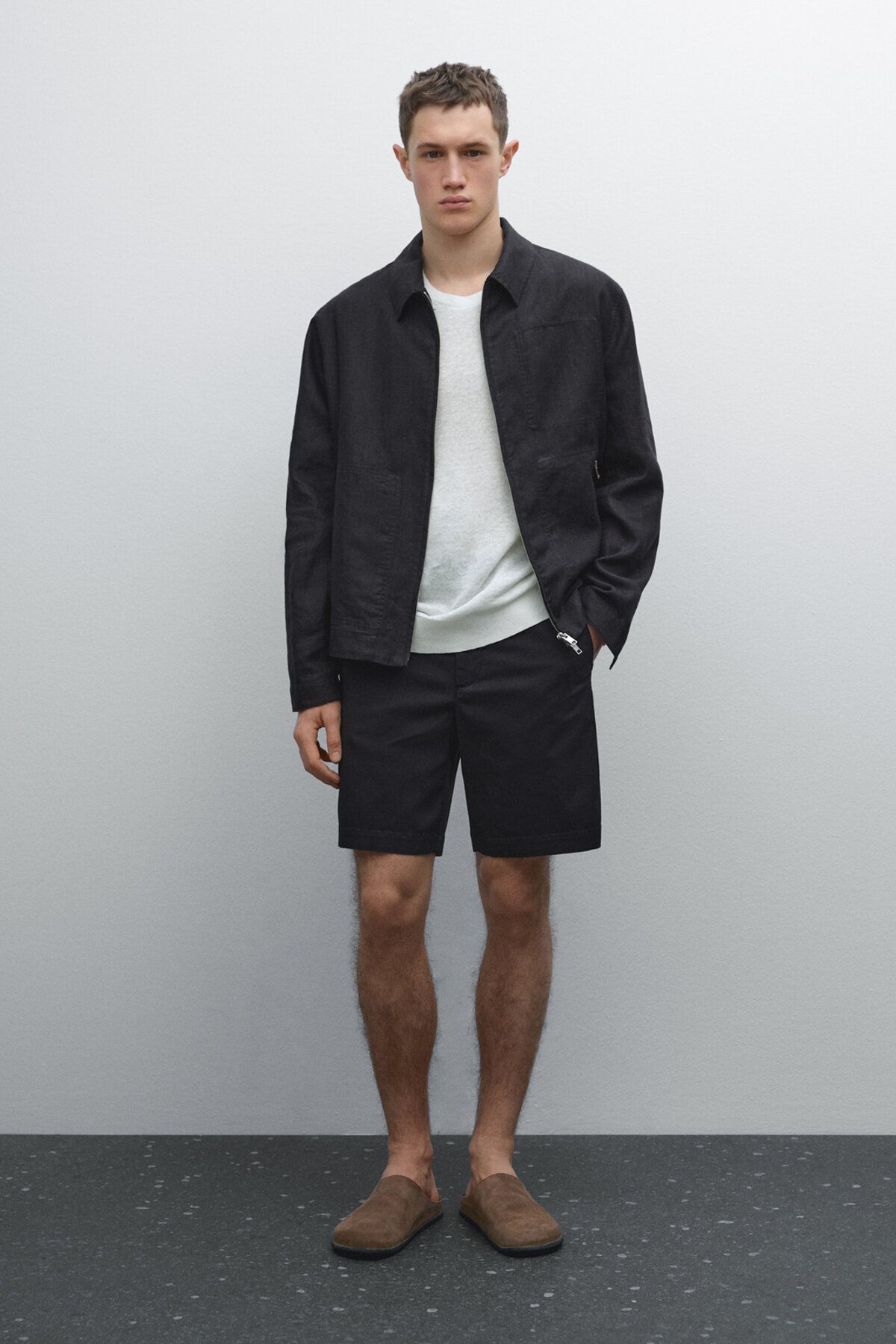 Massimo Dutti Pamuk karışımlı bermuda şort