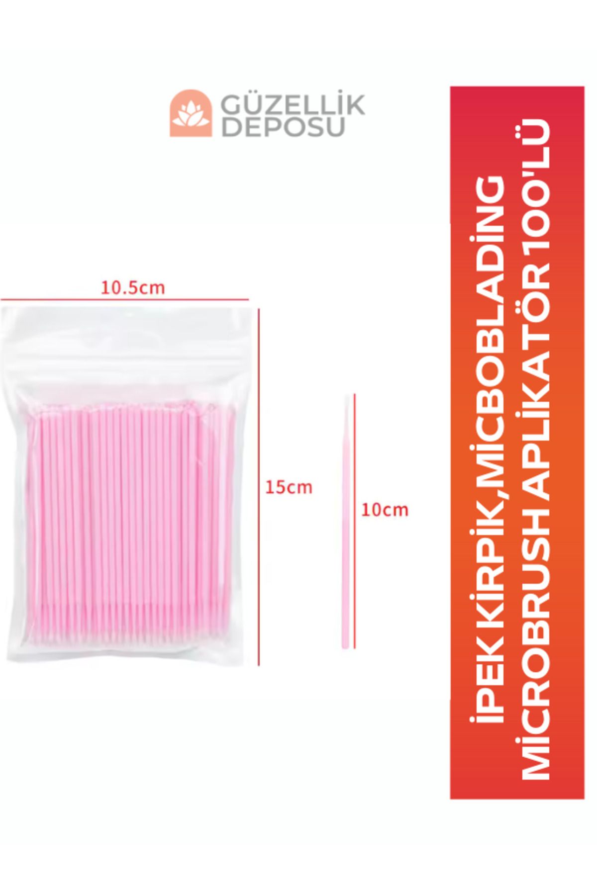 Güzellik Deposu Microbrush Aplikatör 100'lü İpek Kirpik Fırçası, Microblading Fırçası
