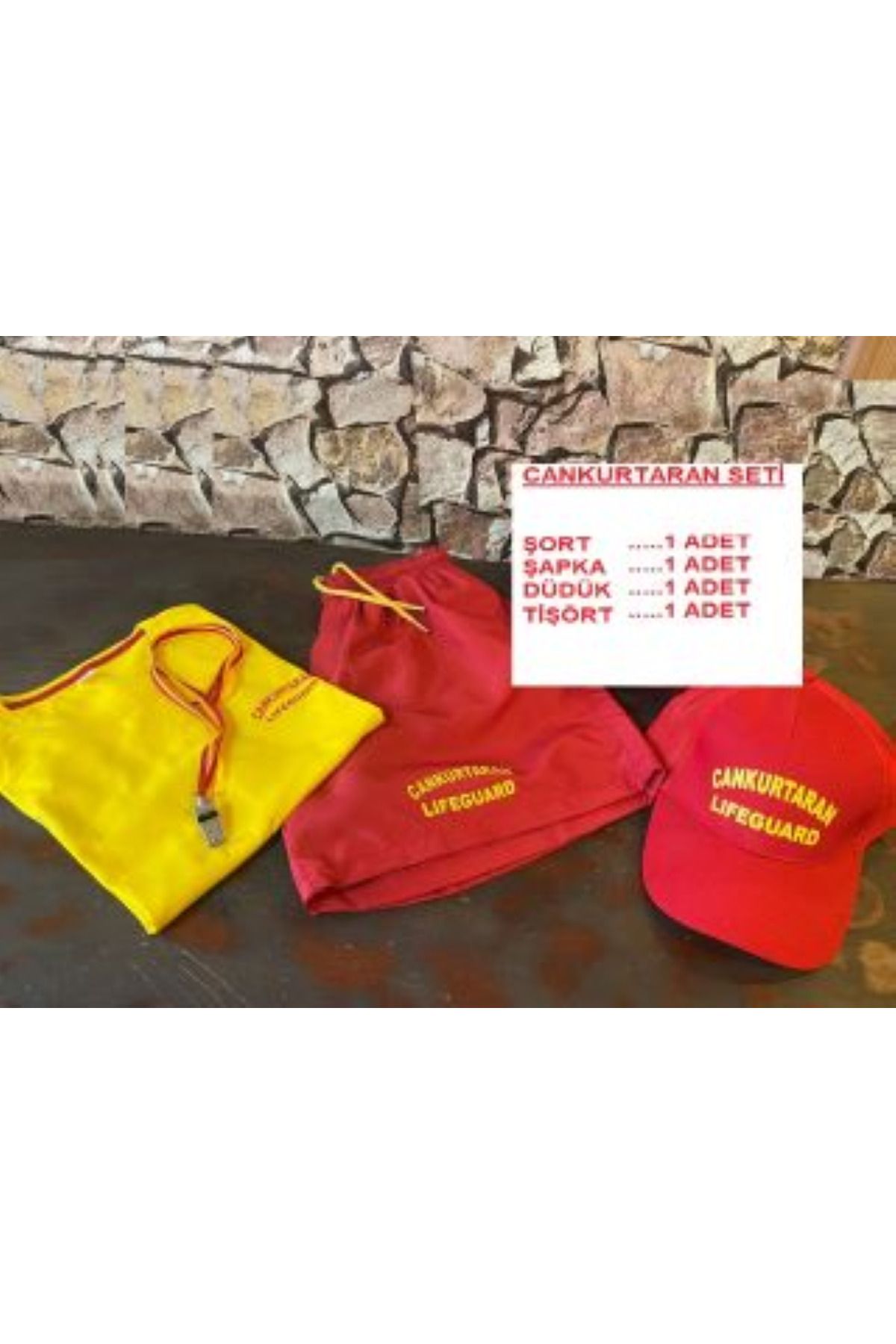 MARTEN Cankurtaran Set 1 Özel Logolu 4 Lü Takım (TİŞÖRT-ŞORT-ŞAPKA-DÜDÜK)