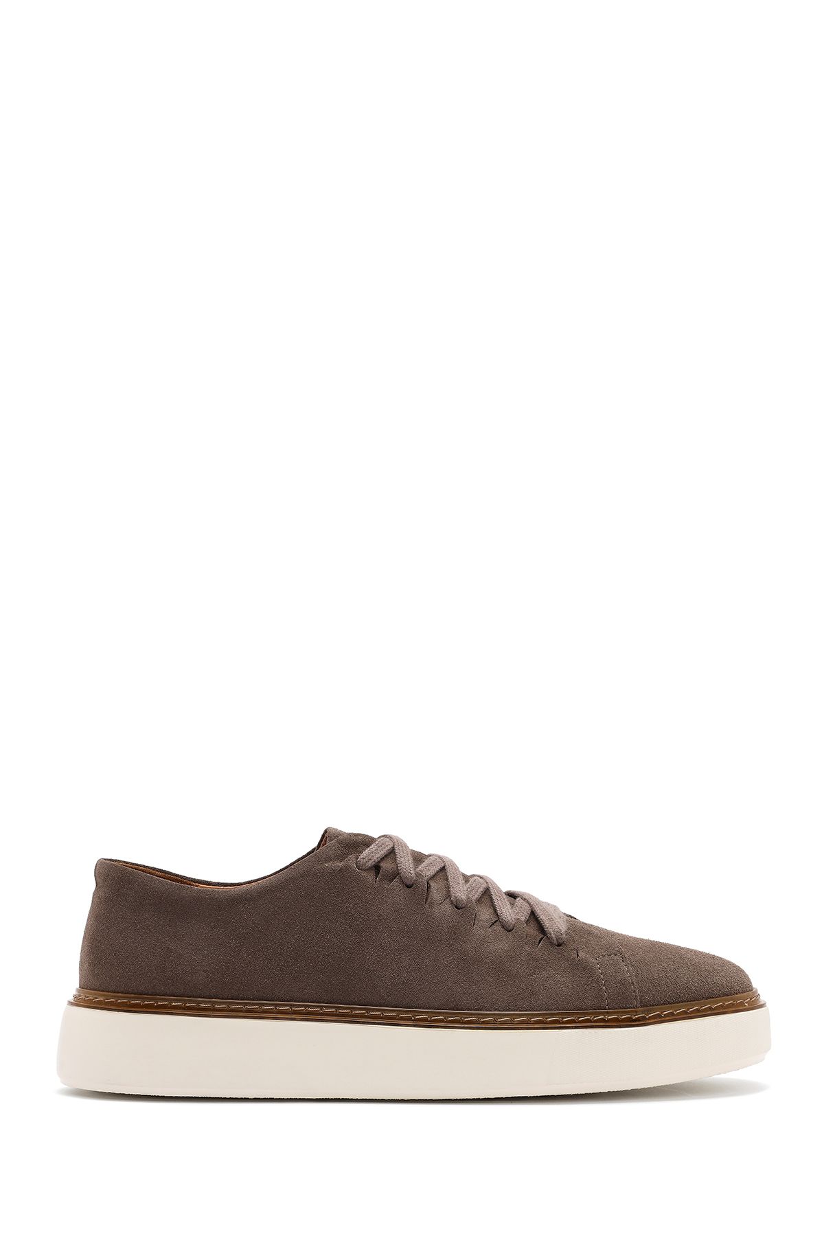 Derimod Erkek Vizon Bağcıklı Kalın Tabanlı Süet Deri Sneaker 25SFD632010
