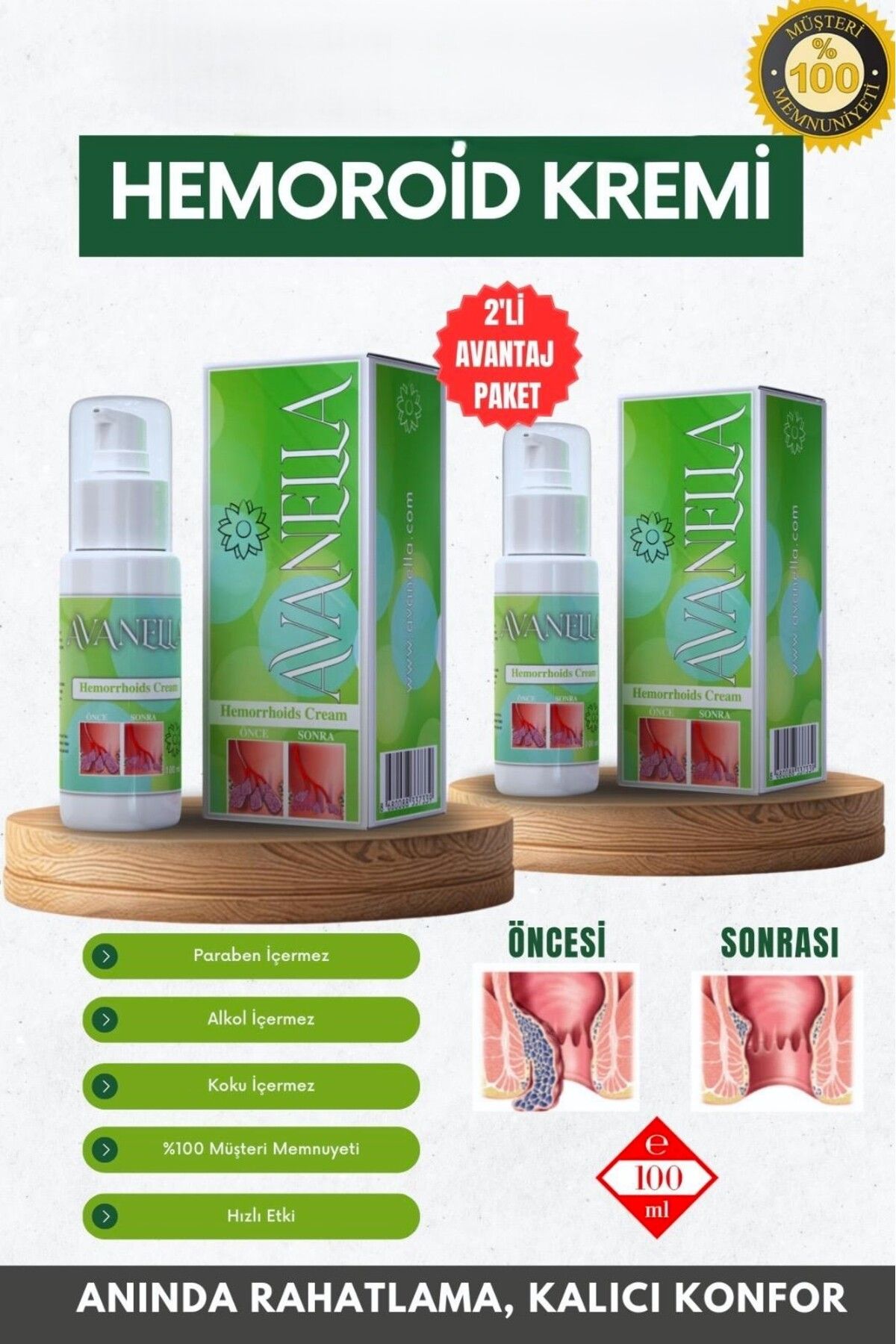 Avanella 2li H.emoroid B.asur Kremi 100ML+100ML