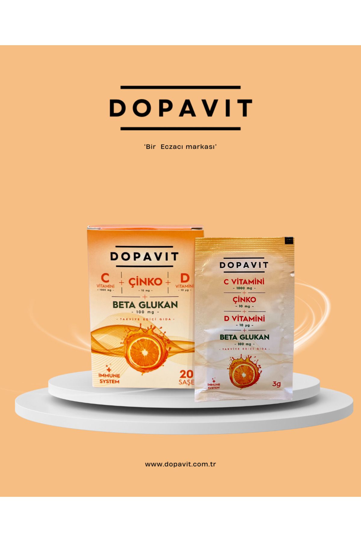 dopavit DOPAVİT C,D,ÇİNKO ,BETA GLUKAN İÇEREN SAŞE