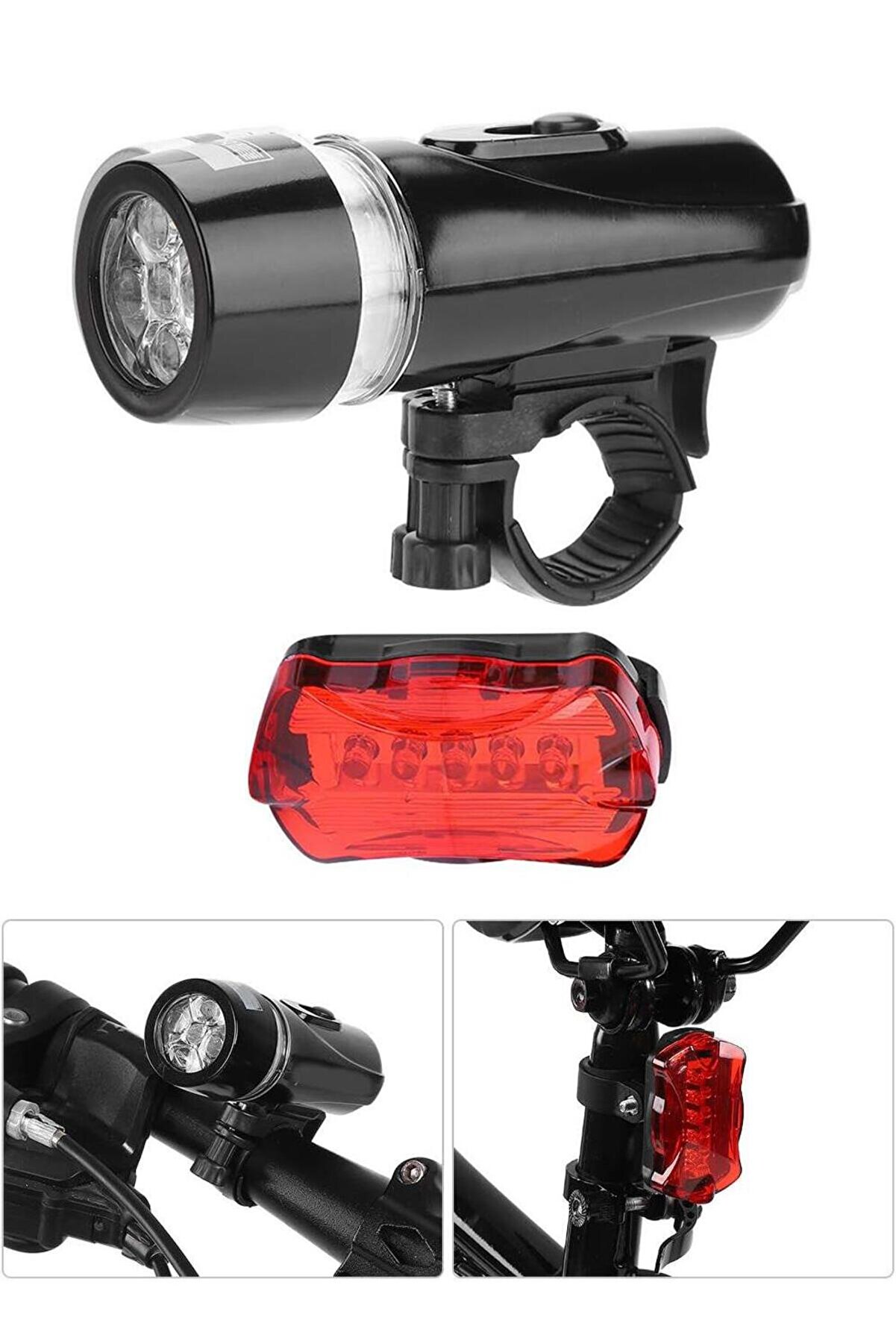 Telvesse Ön-Arka Set Bisiklet Feneri 500 Lümen 3 MOD Flaşörlü LED Işık Siyah