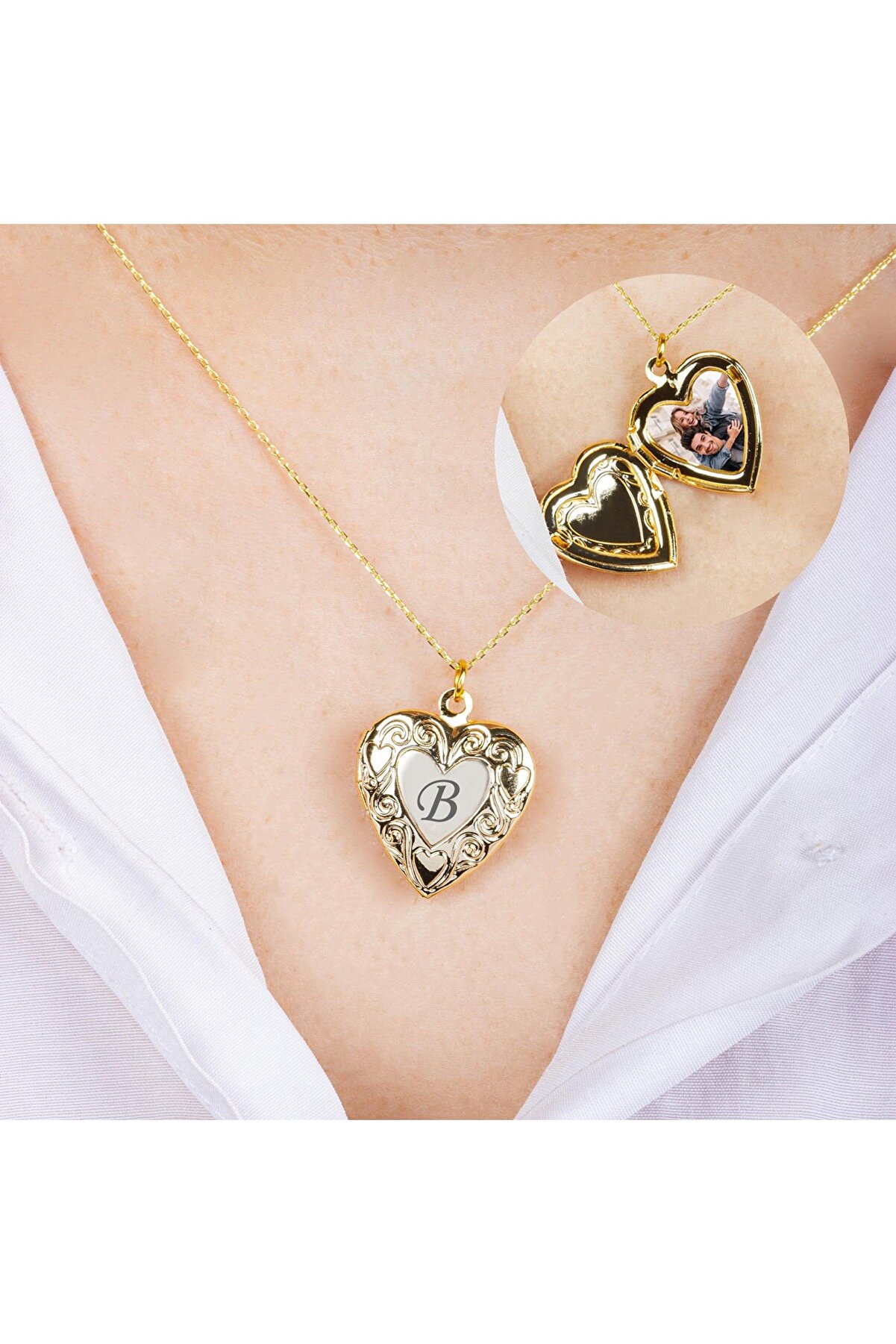 Ejoya Kişiye Özel Gizli Resimli Kalp Kolye 94480 | Özel Hediye