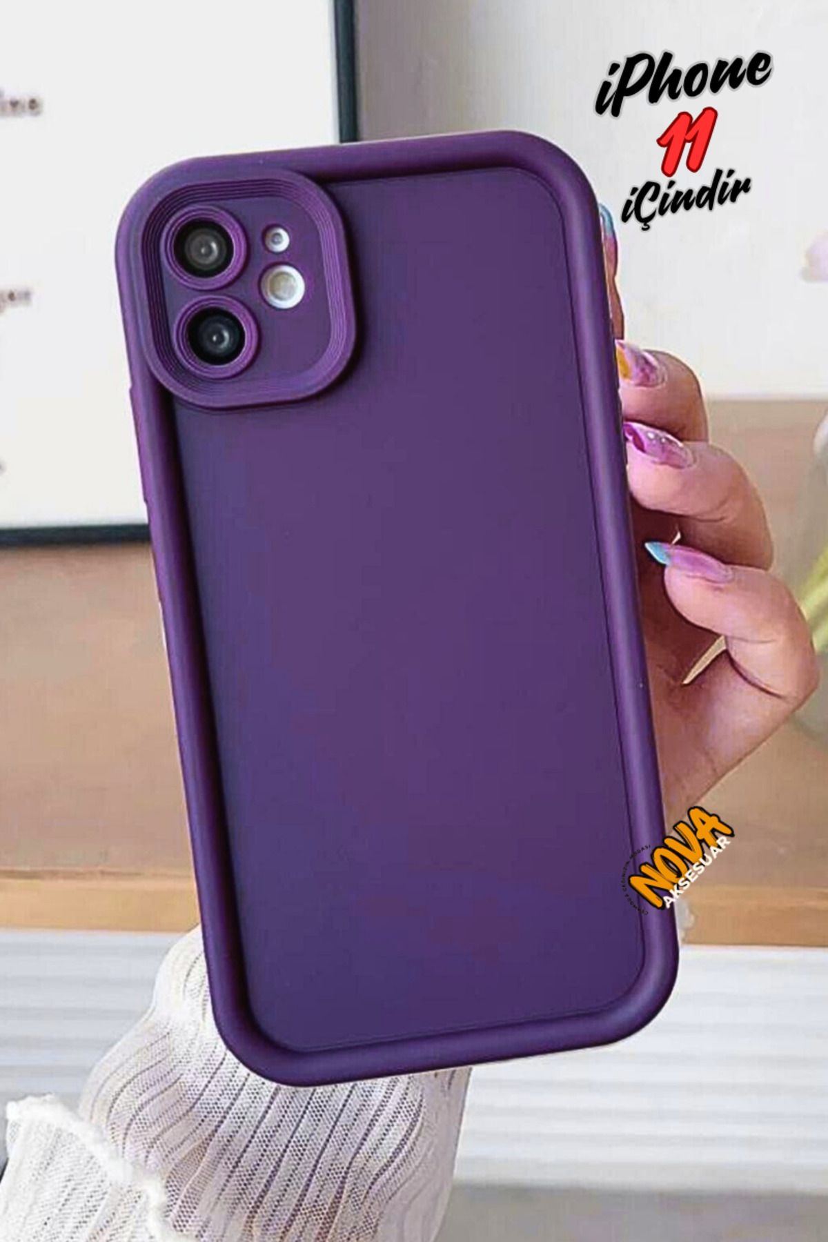 cepmoda iPhone 11 Kılıf Soft Doku & Çıkıntılı & Kamera Korumalı Silikon 3d Kapak v1 - MOR
