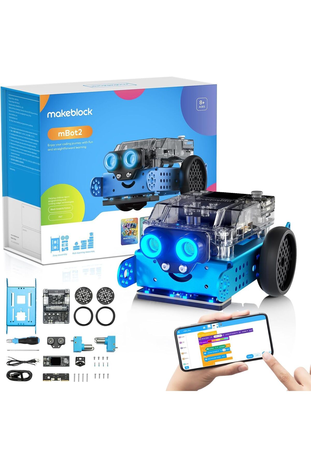 MakeBlock mBot 2, WiFi Uzaktan Kumandalı Yapay Zeka Robot Oyuncağı, Scratch ve Python Uyumlu