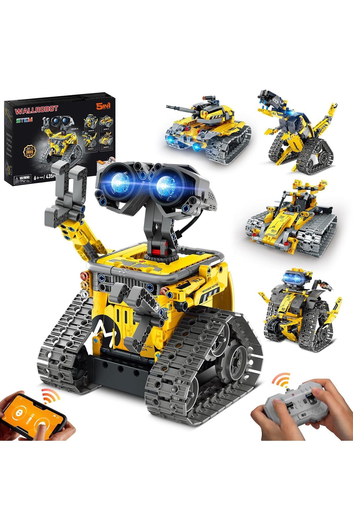 Sillbird 5'i 1 Arada Robotik Set, Uygulama ve Uzaktan Kumandalı, Programlanabilir Yapım Oyuncağı