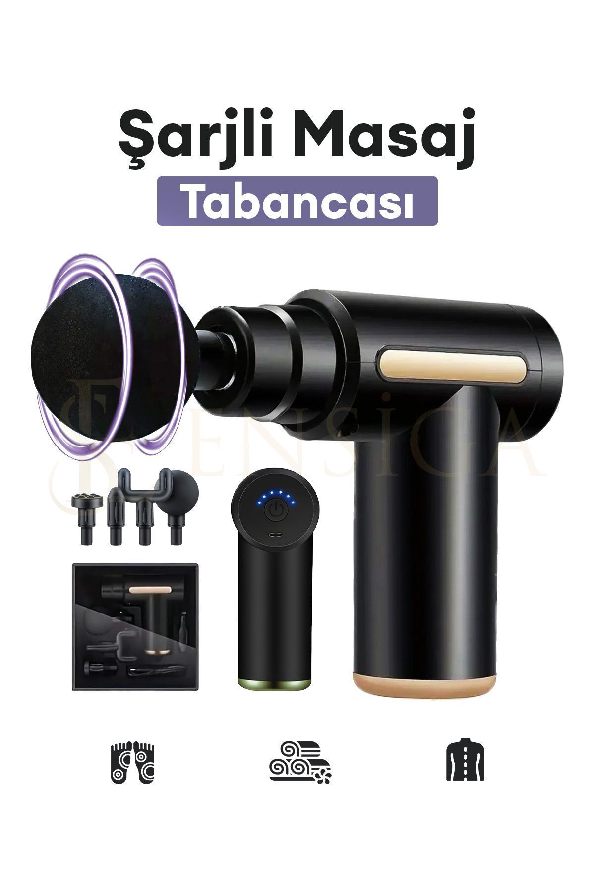 Mega Plus Yeni Nesil Şarjlı Masaj Tabancası Sporcu Masaj Aleti En Siga 4 Başlıklı