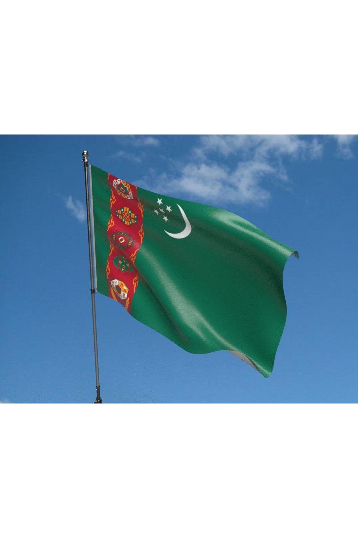 ÇELİKONLİNE Türkmenistan  Bayrağı 50x75 Cm Turkmenistan  Flag