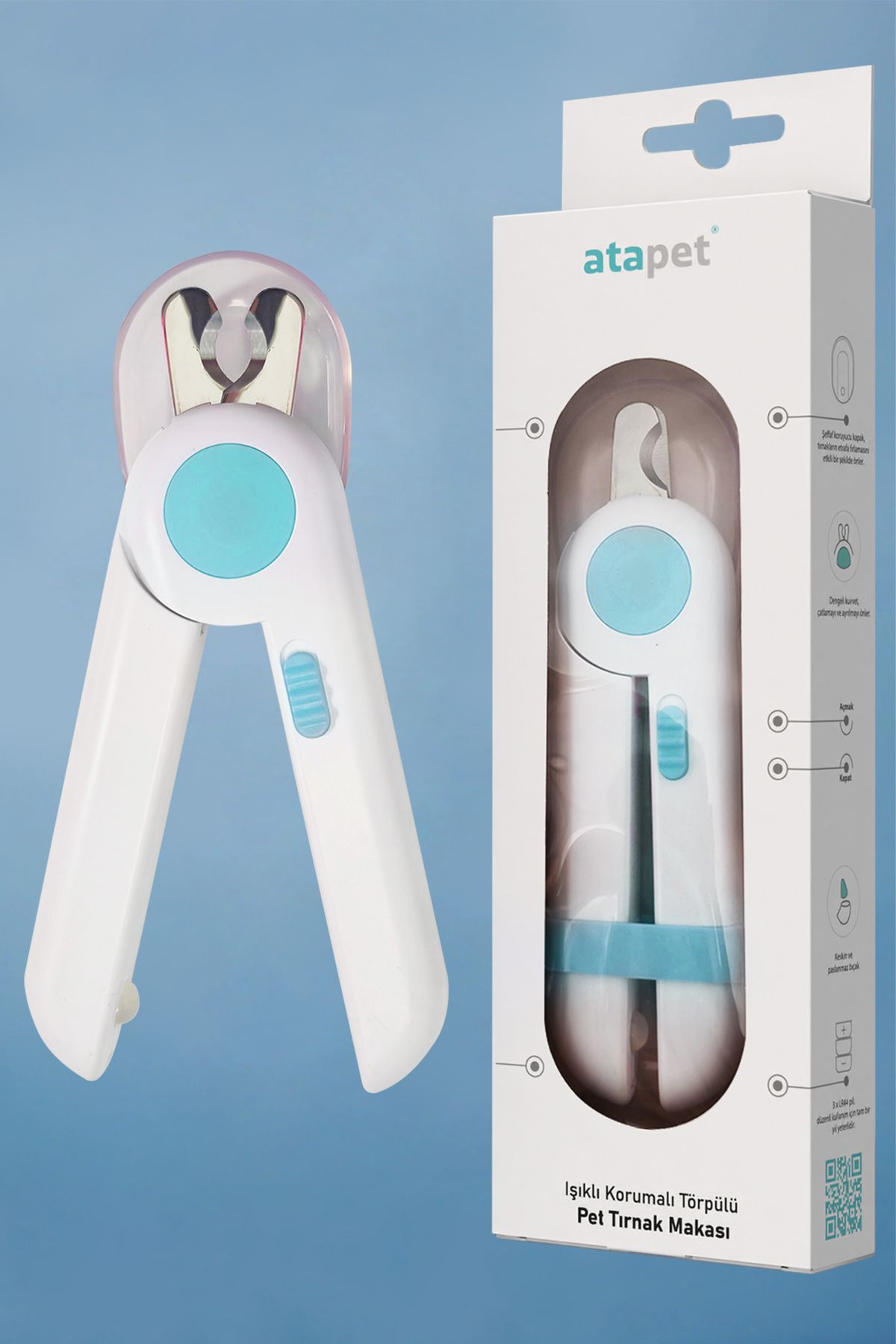 ATA HOME Işıklı Kedi Köpek Tırnak Makası Pet Evcil Hayvanları Için Korumalı Led'li Törpülü Tırnak Makası