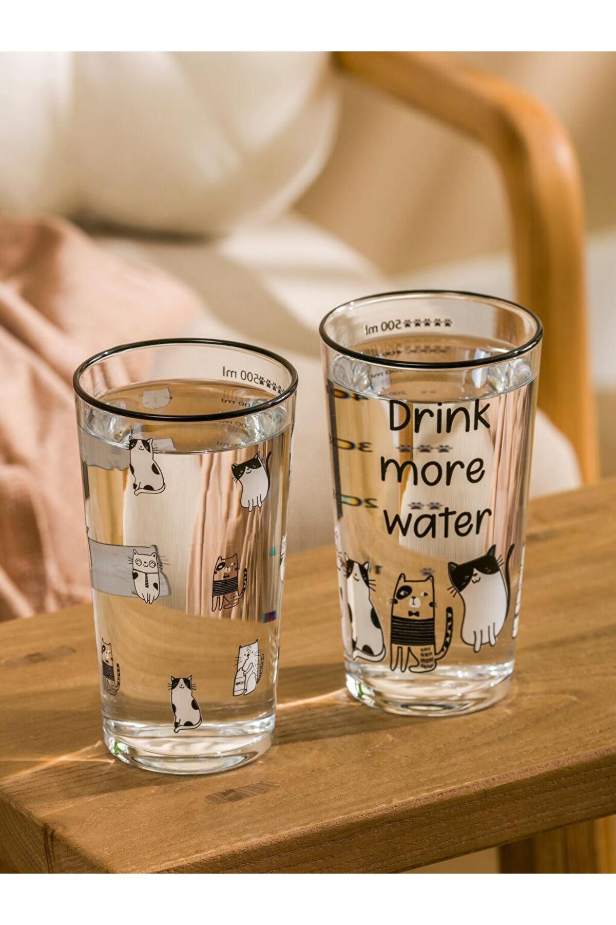 LC Waikiki LCW HOME Siyah Baskılı Su Bardağı 2'li 570 Ml