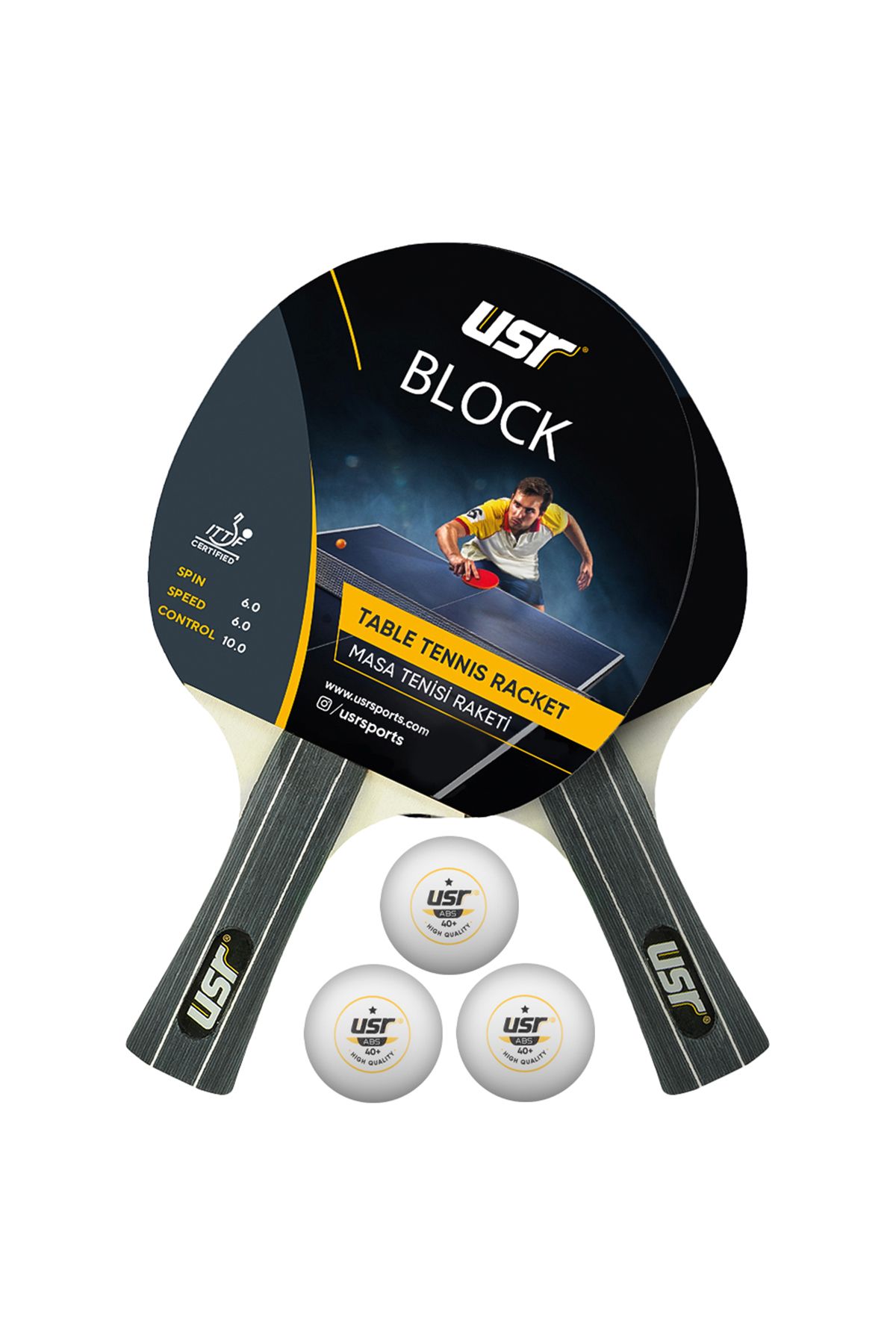 Usr Block-rb Masa Tenisi 2 Raket + 3 Top Set