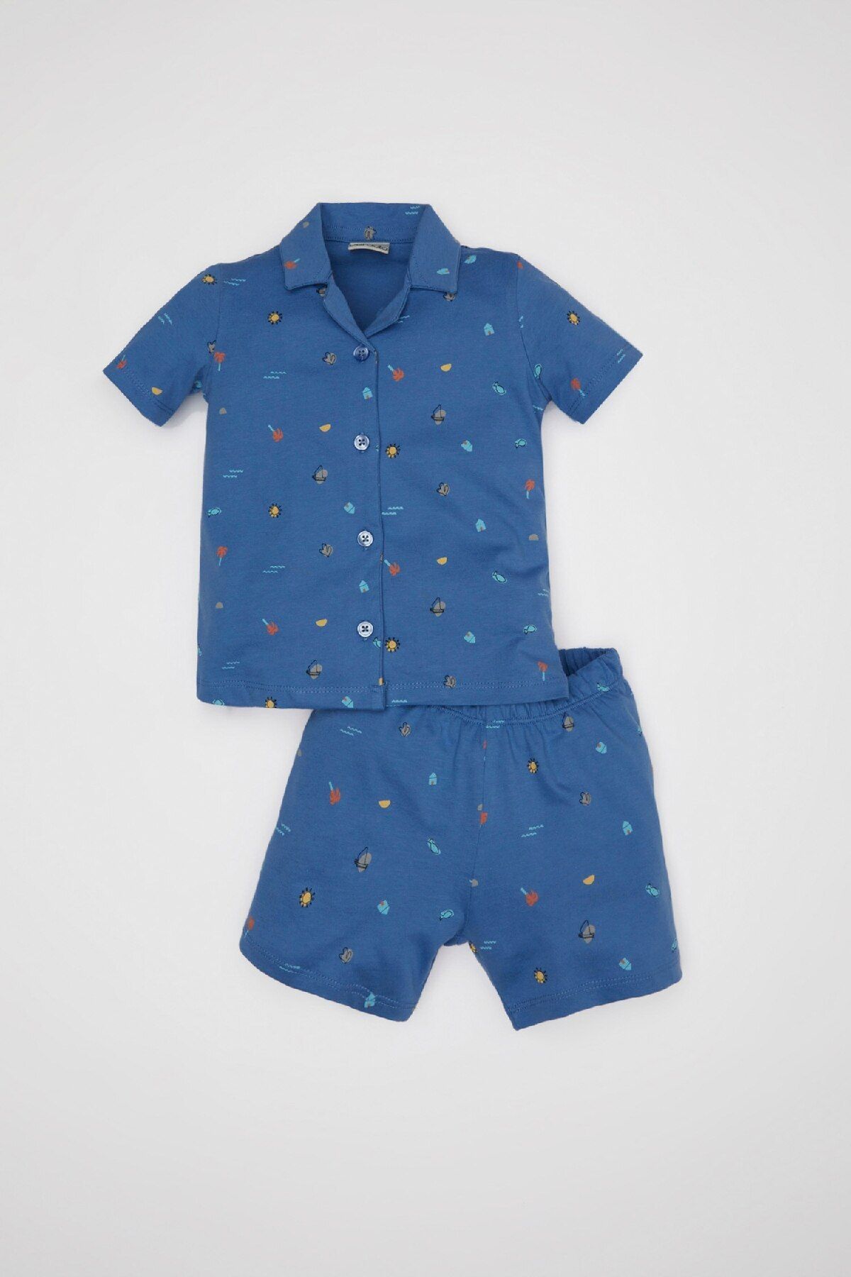 Defacto Erkek Bebek Pijama Takımı Penye Deniz Baskılı Kısa Kollu Üst Şort C3535a524hs